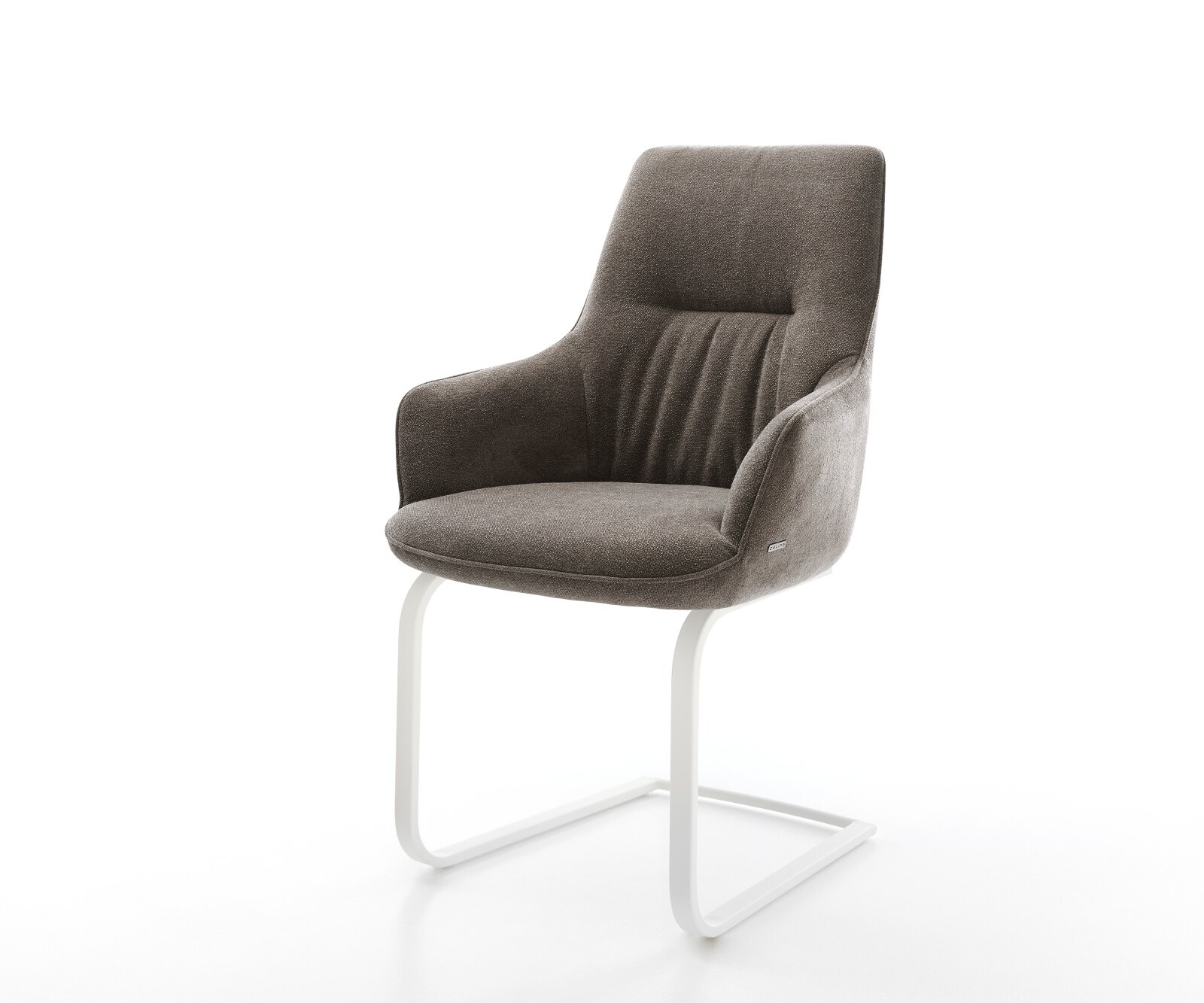 Sledemodel Zelia-Flex met armleuning zachte stof met structuur taupe sledemodel vlak wit pocketveer kern 1