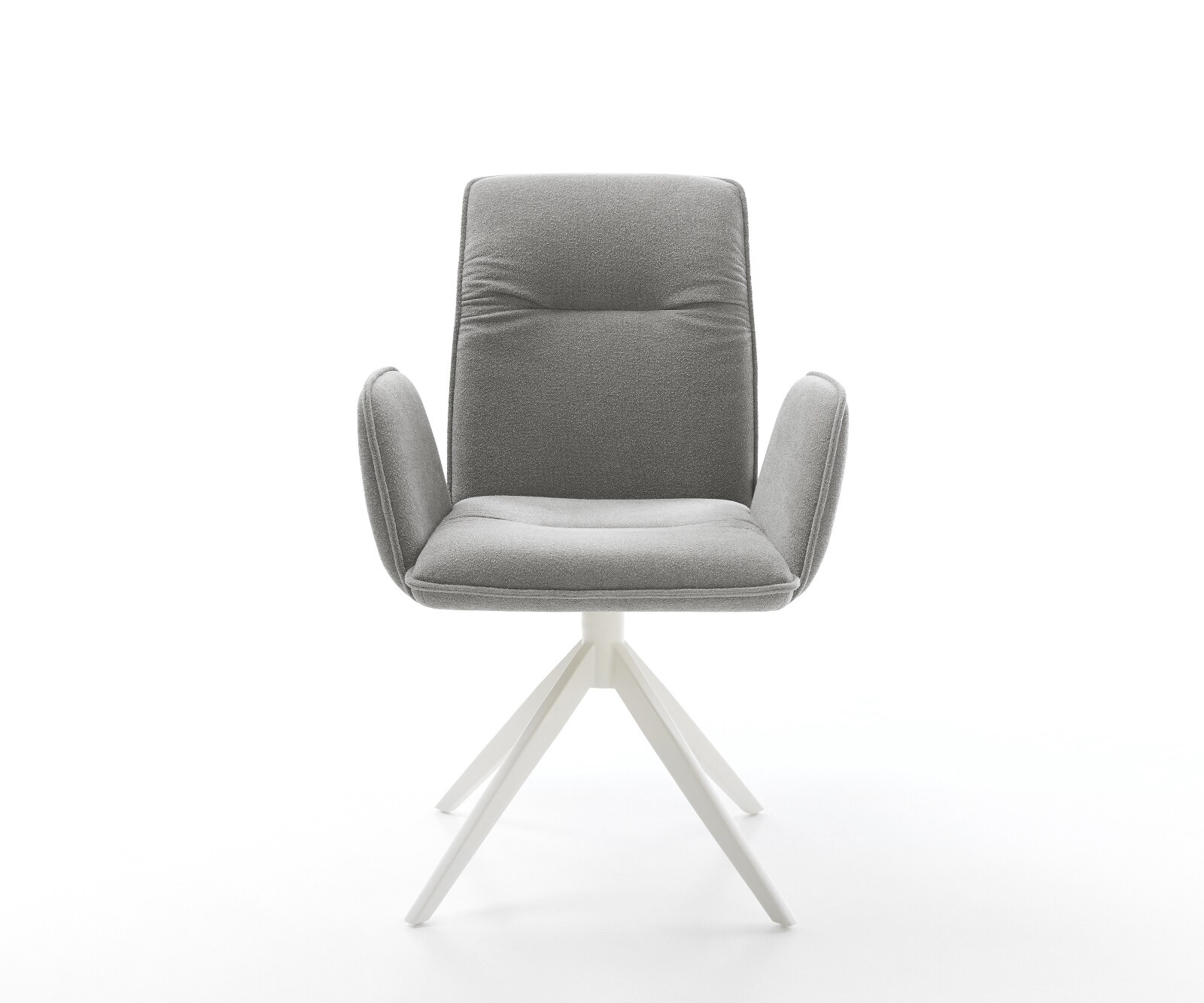 Draaistoel Vinja-Flex zachte stof met structuur grijs kruisframe breed wit 360° draaibaar rocker-functie 1