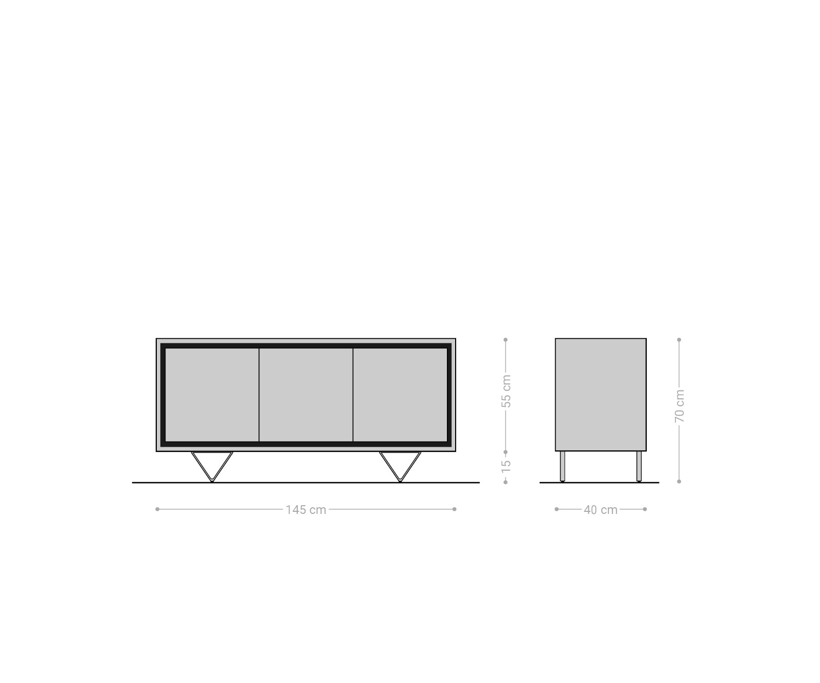 Dressoir Stonegrace 145 cm acacia natuur 3 deuren steen fineer V-poot 6