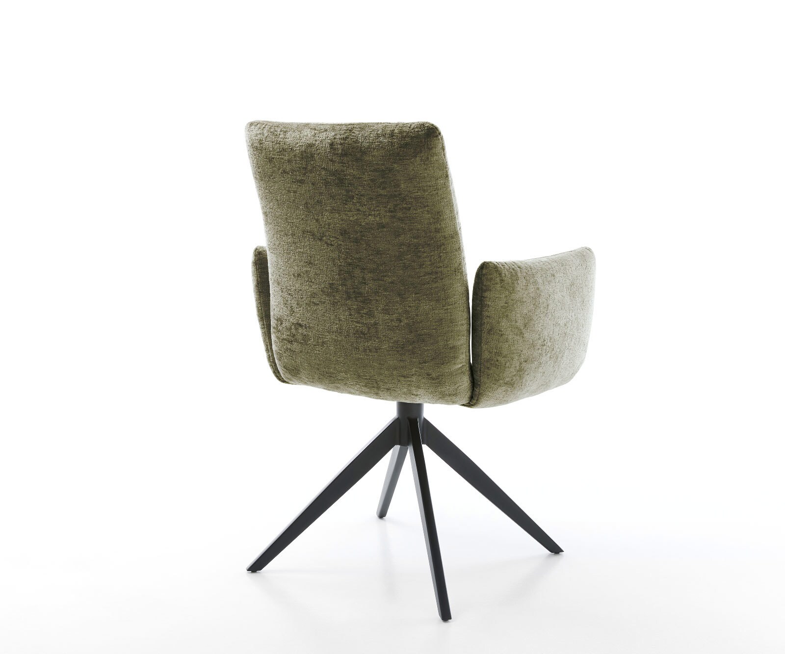 Draaistoel Jova-Flex met armleuning chenille olijfgroen kruisframe breed zwart 360° draaibaar rocker-functie pocketveer kern 4
