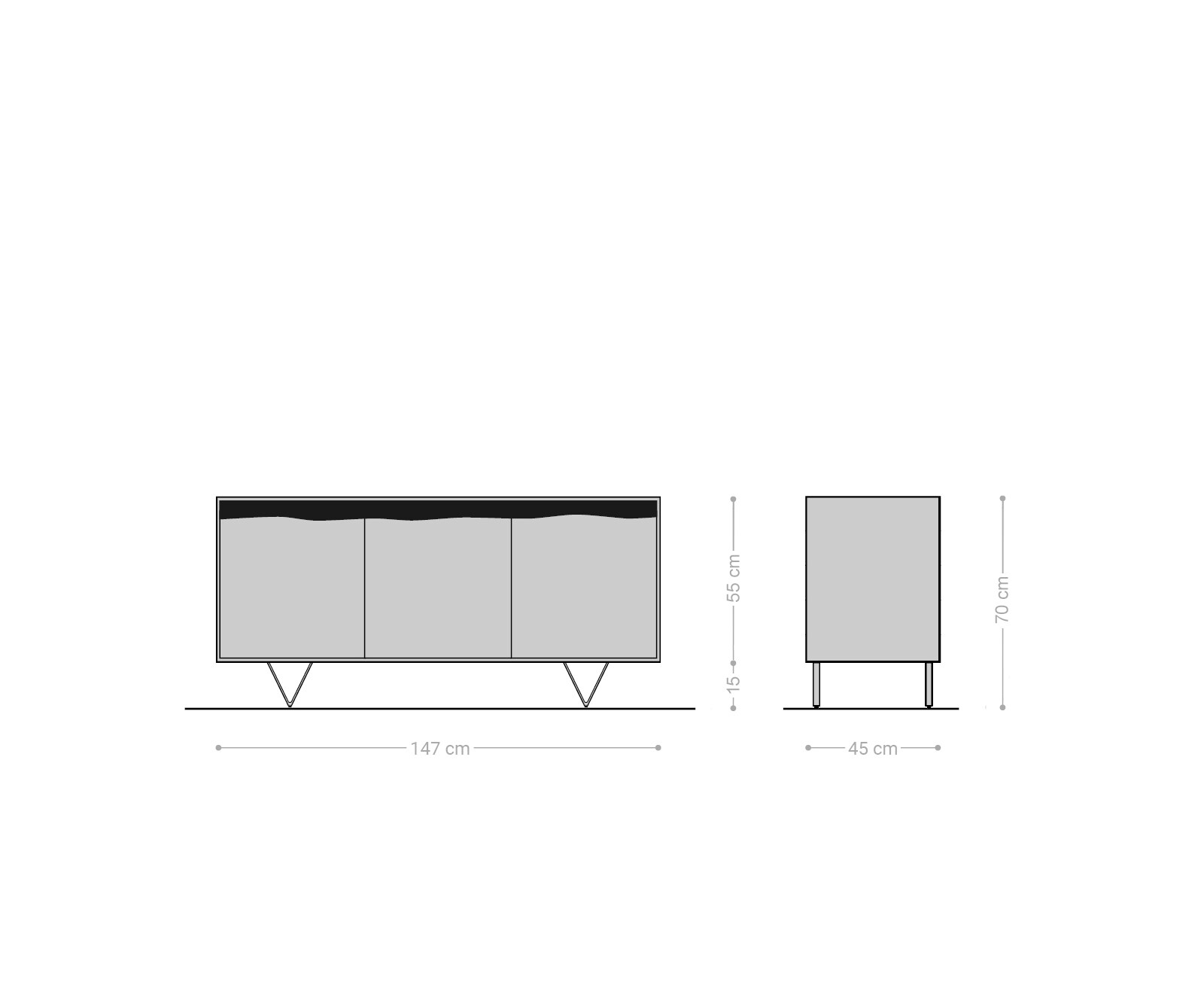 Dressoir Stonegrace 147x45 cm natuur acacia 3 deuren boomrand 6