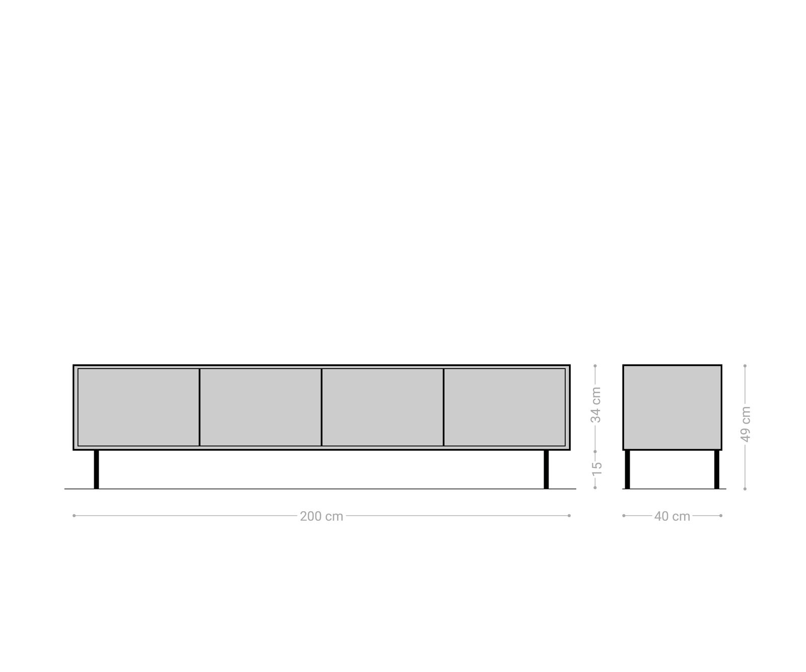 Tv-meubel Kallam 200 cm  sheesham walnoot mango zwart metaal zwart 200 cm 4 deuren 5