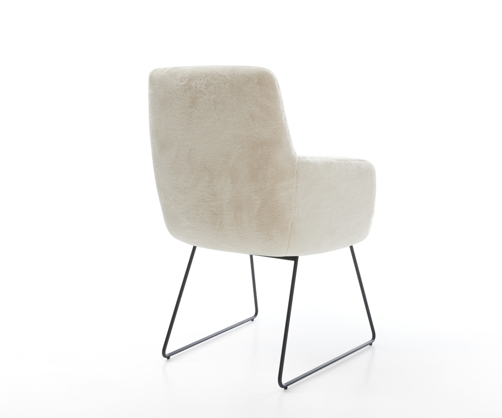 Eetkamerstoel Heira-Flex met armleuning pluchen crème-wit slipframe zwart pocketveer kern 4