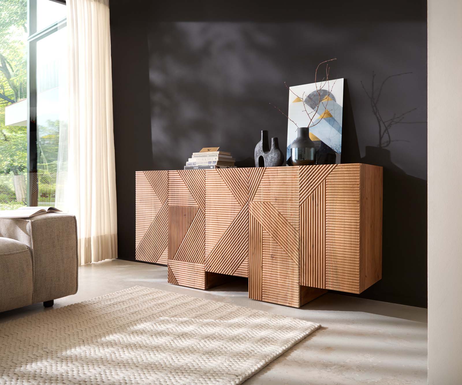 Dressoir Naxxar 180 cm Acacia Natuur 5 deuren