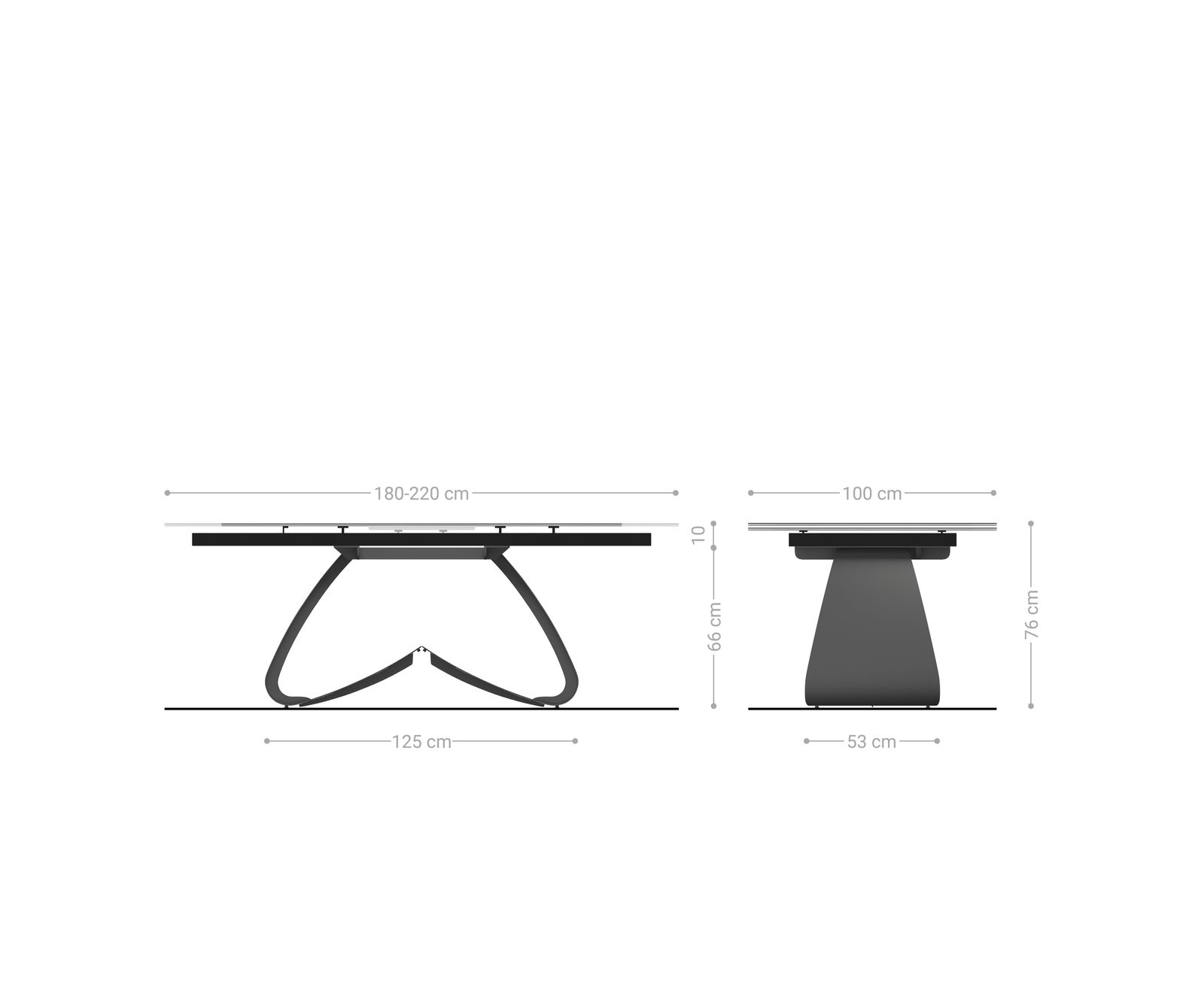Eetkamertafel Edge 180-220x100 Laminam® Emperador Extra Lucidato donkerbruin W-frame effectafwerking titaan uittrekbaar 8