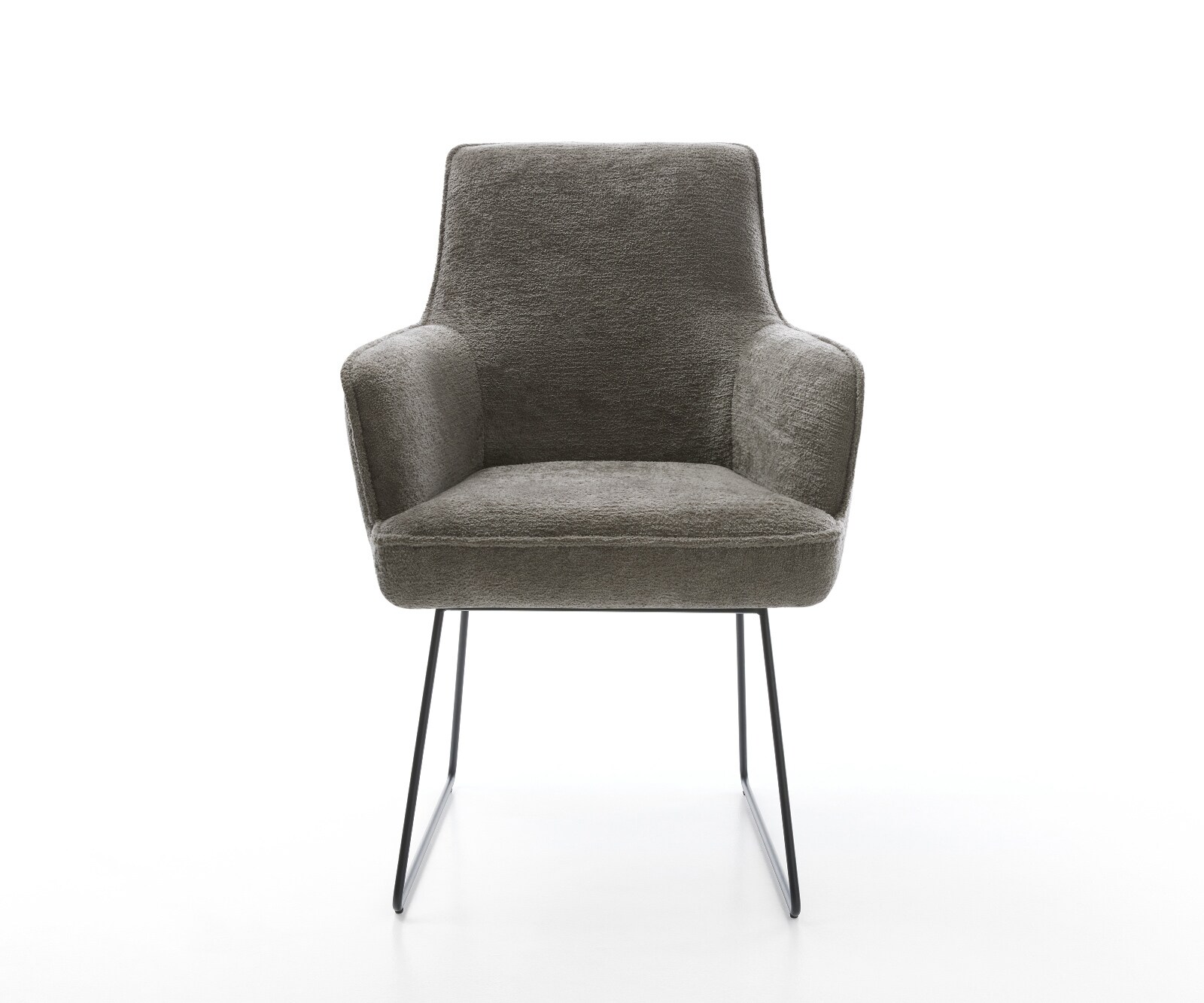 Eetkamerstoel Heira-Flex met armleuning bouclé zacht mud slipframe zwart pocketveer kern 1