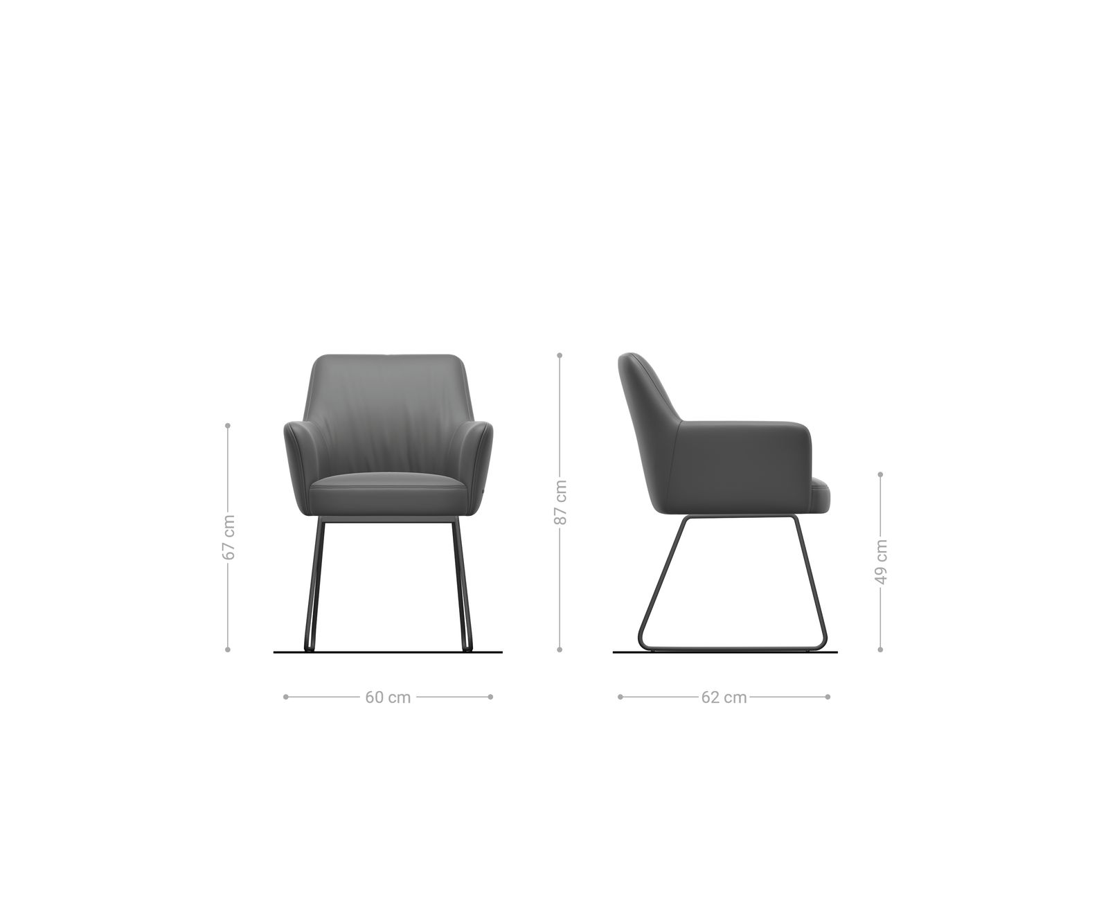 Eetkamerstoel Xana-Flex met armleuning echt leer zwart slipframe zwart pocketveer kern 6