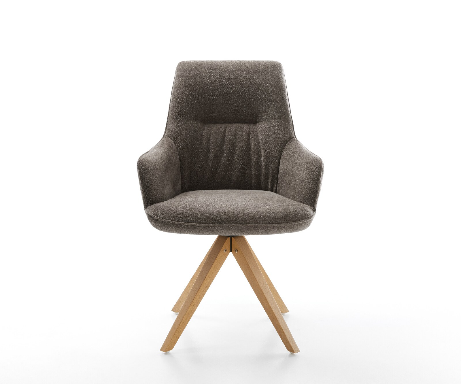 Draaistoel Zelia-Flex met armleuning zachte stof met structuur taupe houten frame hoekig natuur 180° drehbar pocketveer kern 1