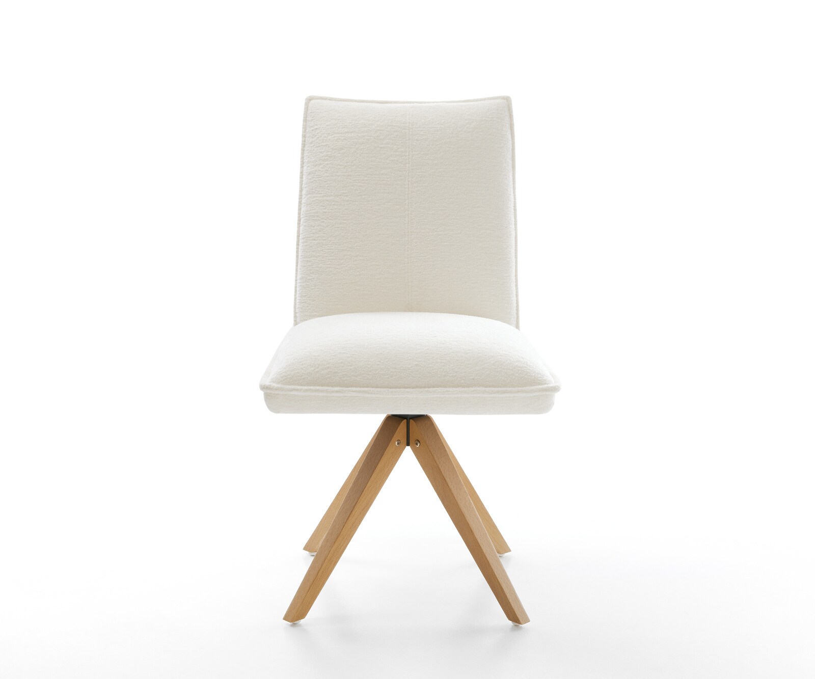 Draaistoel Lelio-Flex bouclé zacht beige houten frame hoekig natuur 180° draaibaar pocketveer kern 2