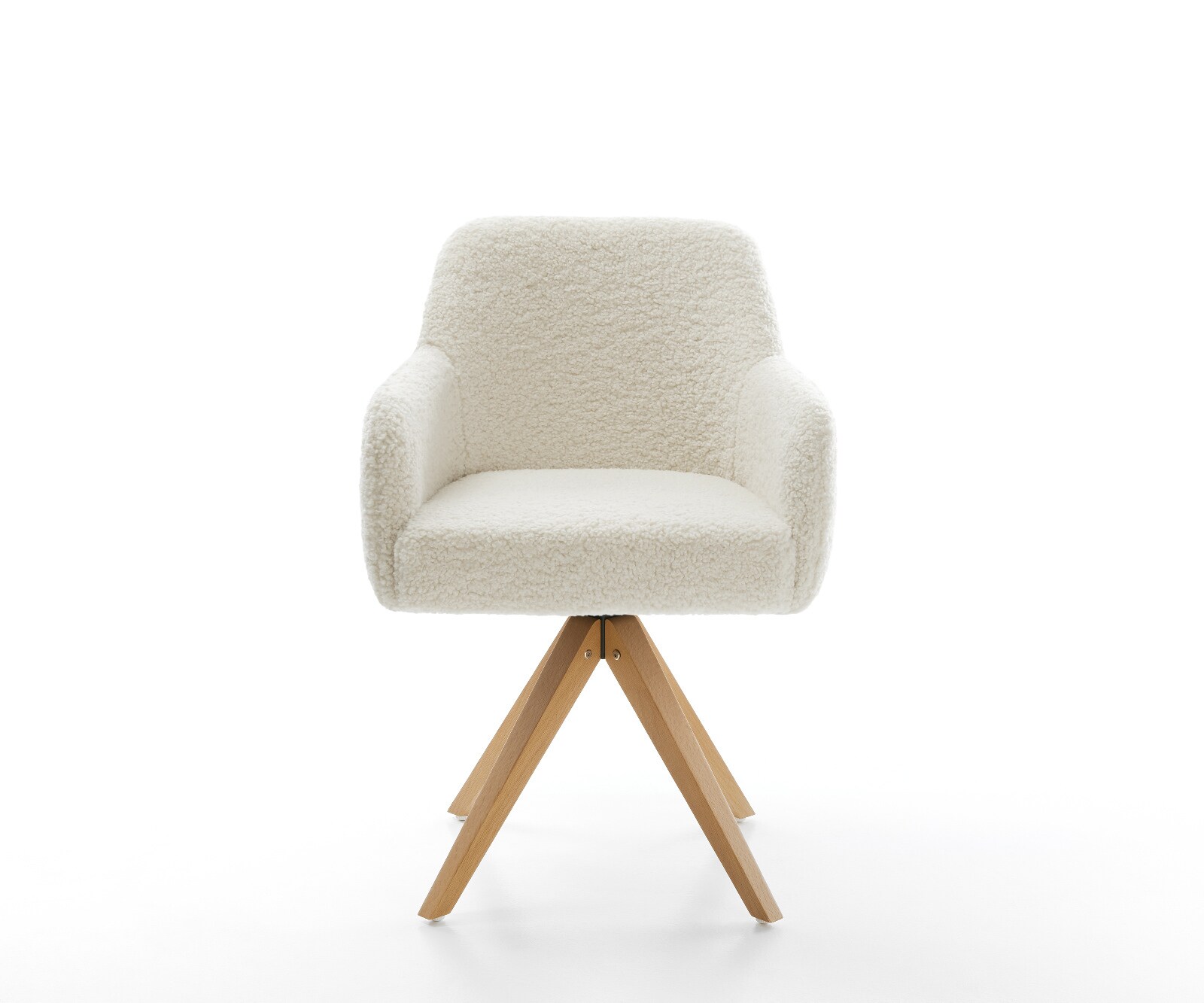 Draaistoel Greg-Flex teddy beige houten frame hoekig natuur 360° draaibaar pocketveer kern 2