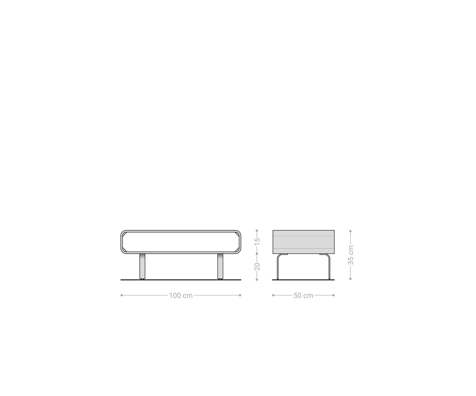 Salontafel Anaya 100x50 cm natuur acacia 1 vak L-poot roestvrij staal 5