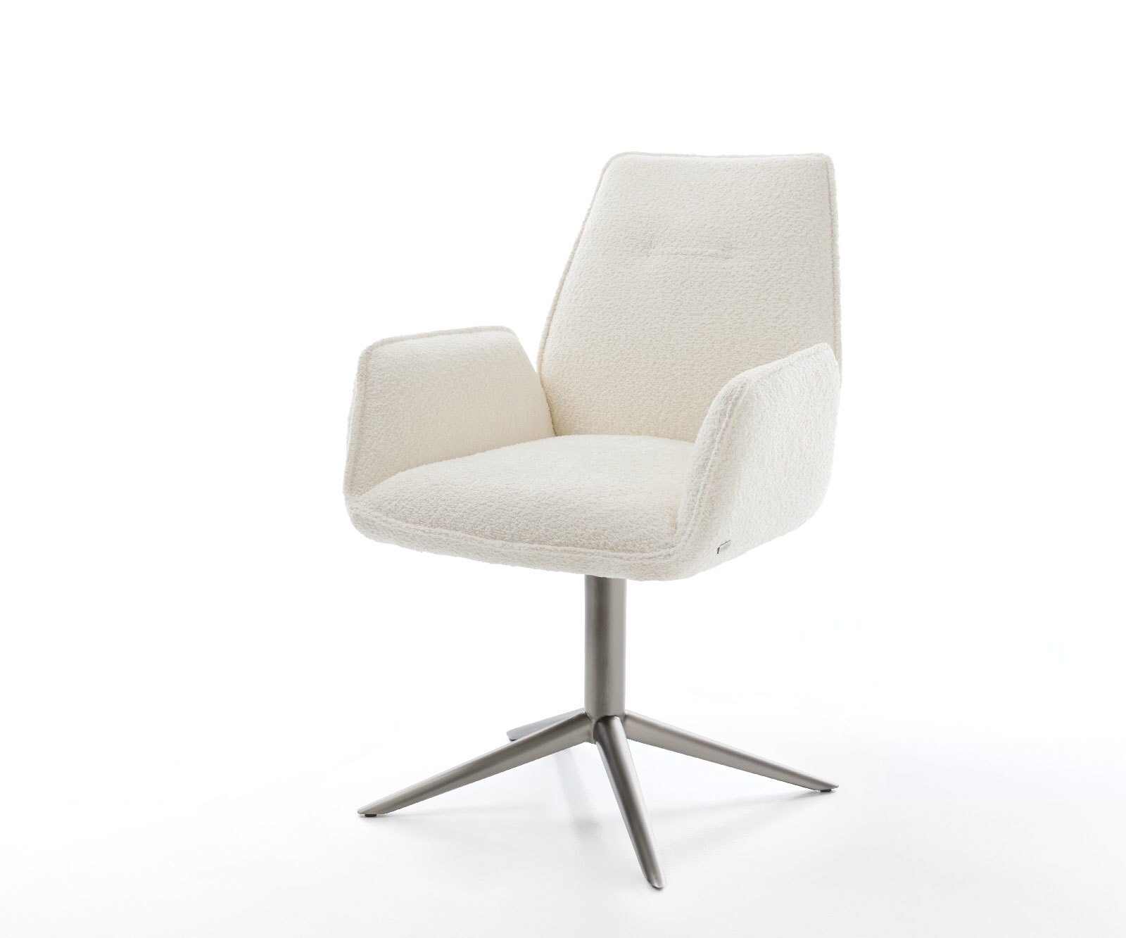 Draaistoel Zoa-Flex bouclé wit kruispoot grafiet 360° draaibaar rocker-functie pocketveer kern