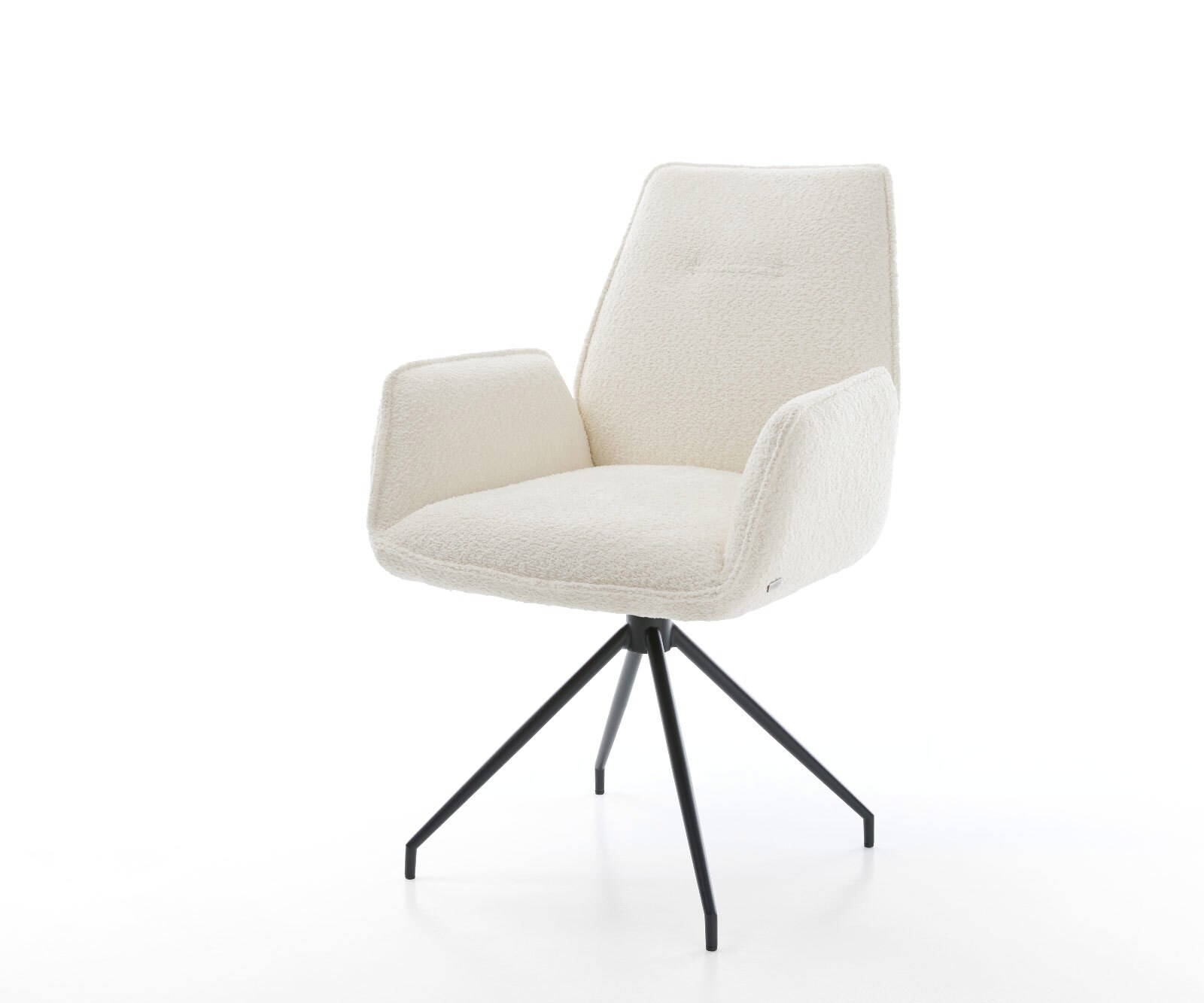 Eetkamerstoel Zoa-Flex bouclé wit kruisframe conisch zwart pocketveer kern