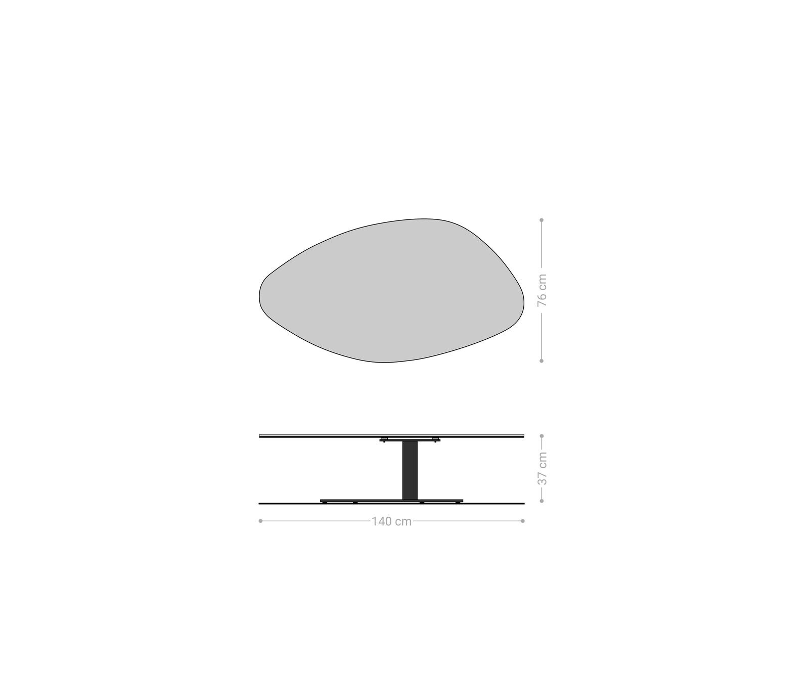 Salontafel Edge Organisch 140x76 cm keramiek Laminam® Noir Desir bruin Vibany zwart metaal 8