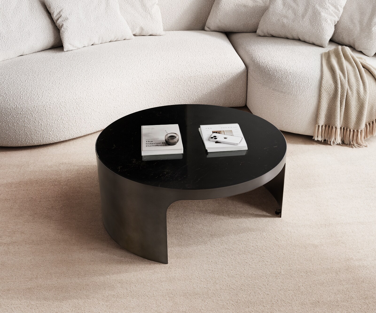 Salontafel Alerio 90x90 cm marmer zwart-zilver metaal Black Antique 2