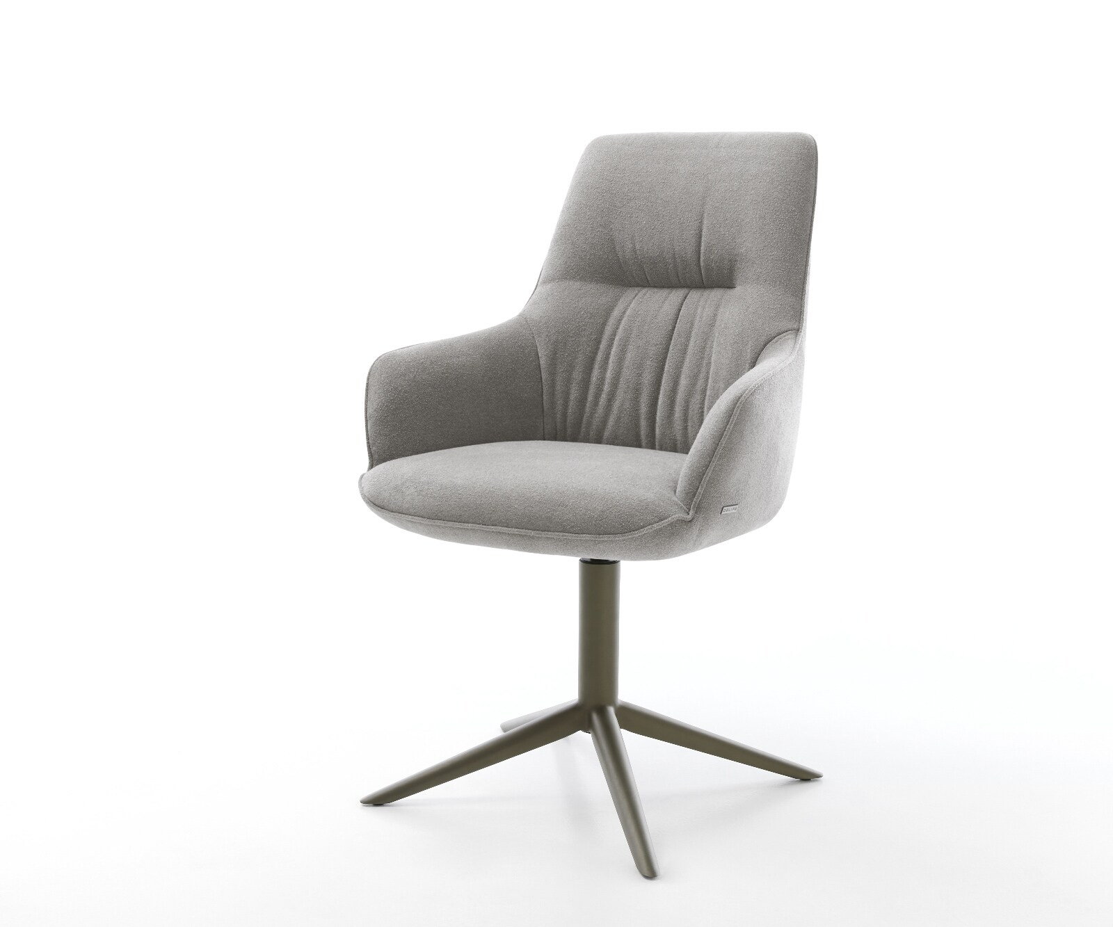 Draaistoel Zelia-Flex met armleuning zachte stof met structuur grijs kruispoot afwerking met titanium 360° draaibaar rocker-functie pocketveer kern