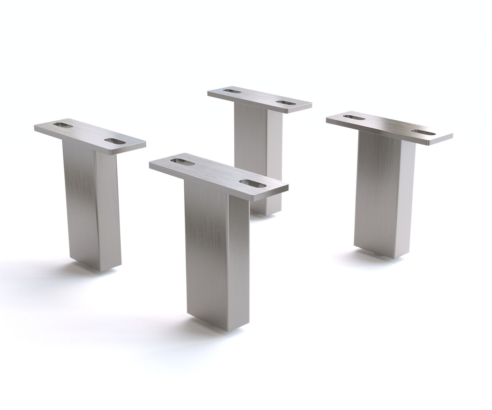 Poot vierkant 12,5 cm geborsteld RVS voor alle soorten meubels (set van 4)