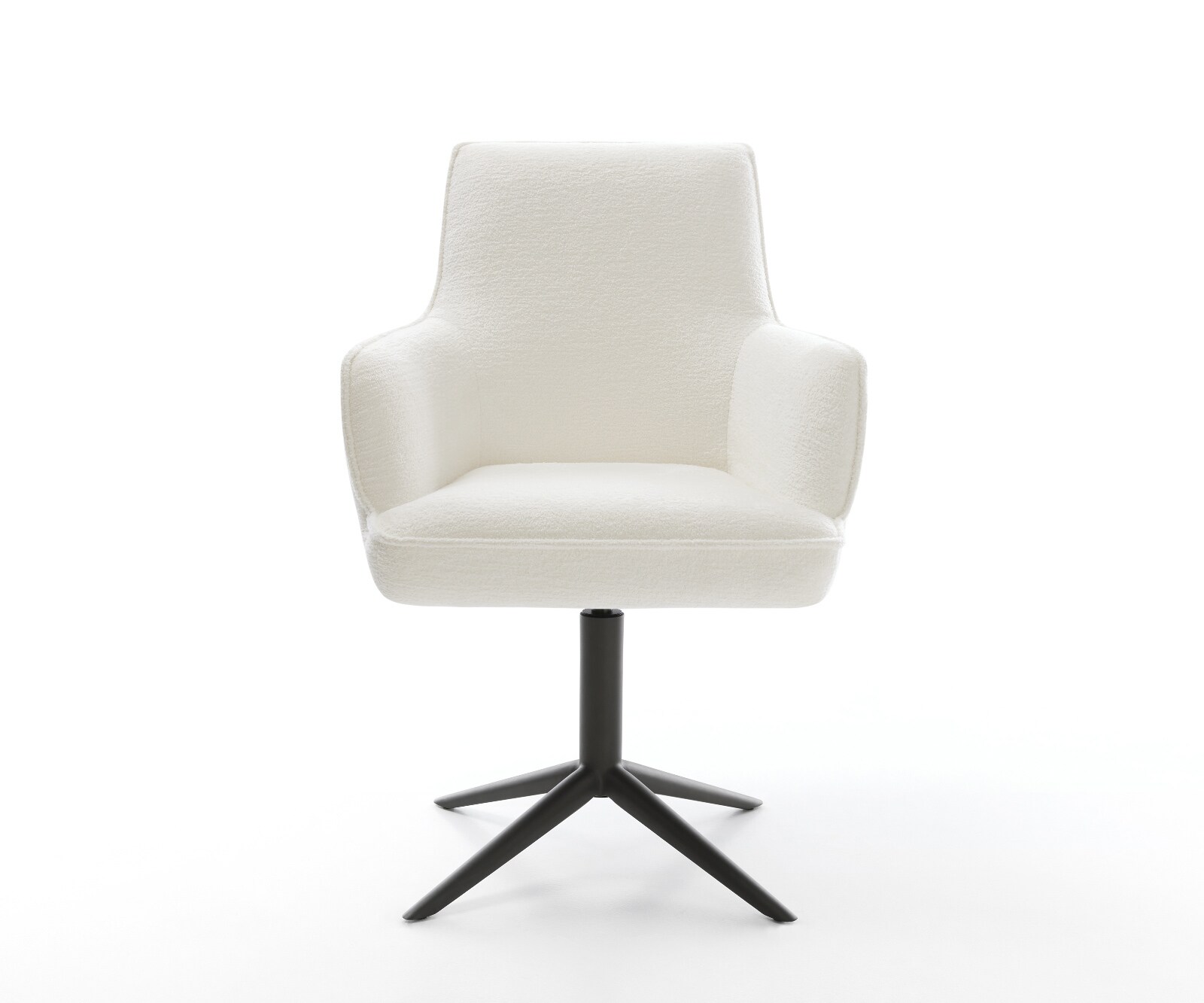 Draaistoel Heira-Flex met armleuning bouclé zacht beige kruispoot zwart 360° draaibaar rocker-functie pocketveer kern 2