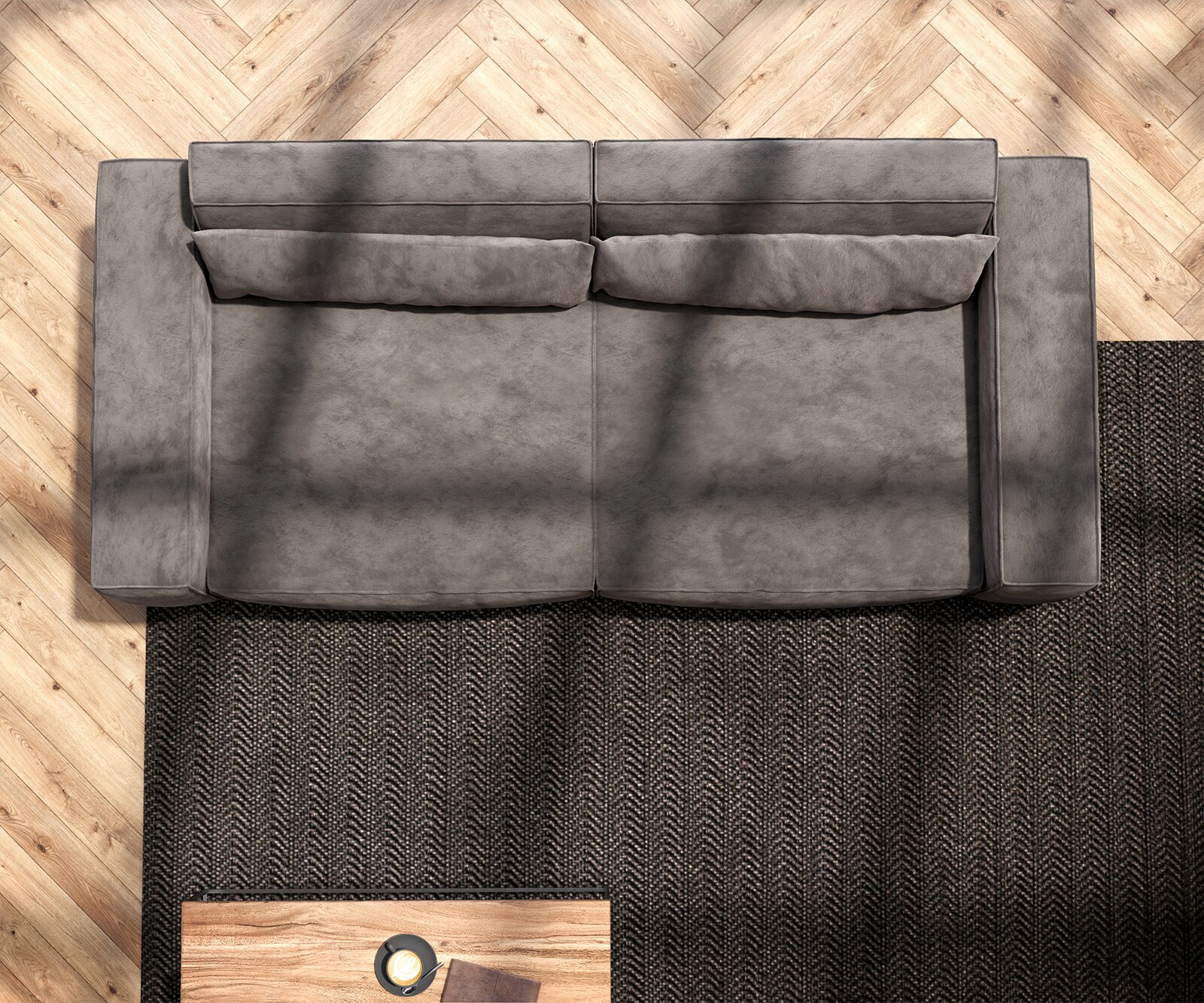 Grote bank Sirpio 230x95 cm microvezel kaki bruin 4