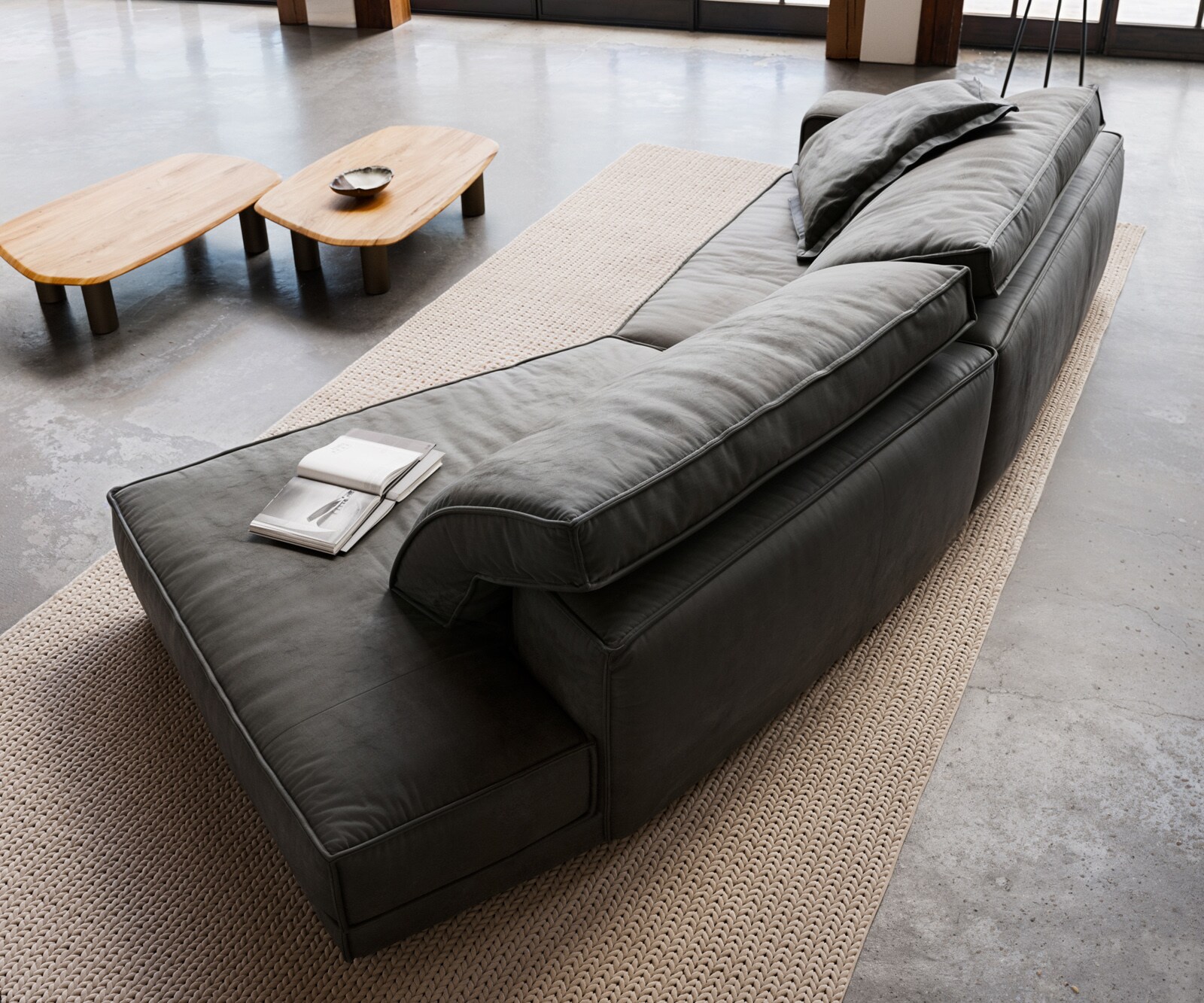 Big-sofa Snoosh 400x150 cm Microvezel zwart Vintage Recamiere rechts 3