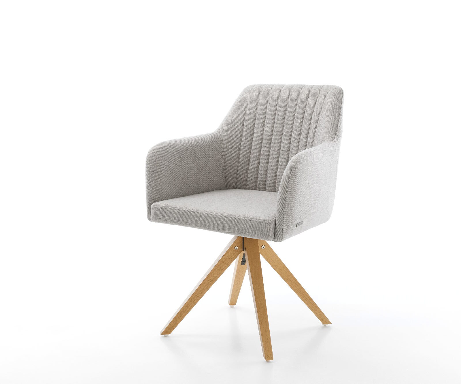 Eetkamerstoel Greg-Flex stripes lichtgrijs houten frame hoekig natuur pocketveer kern