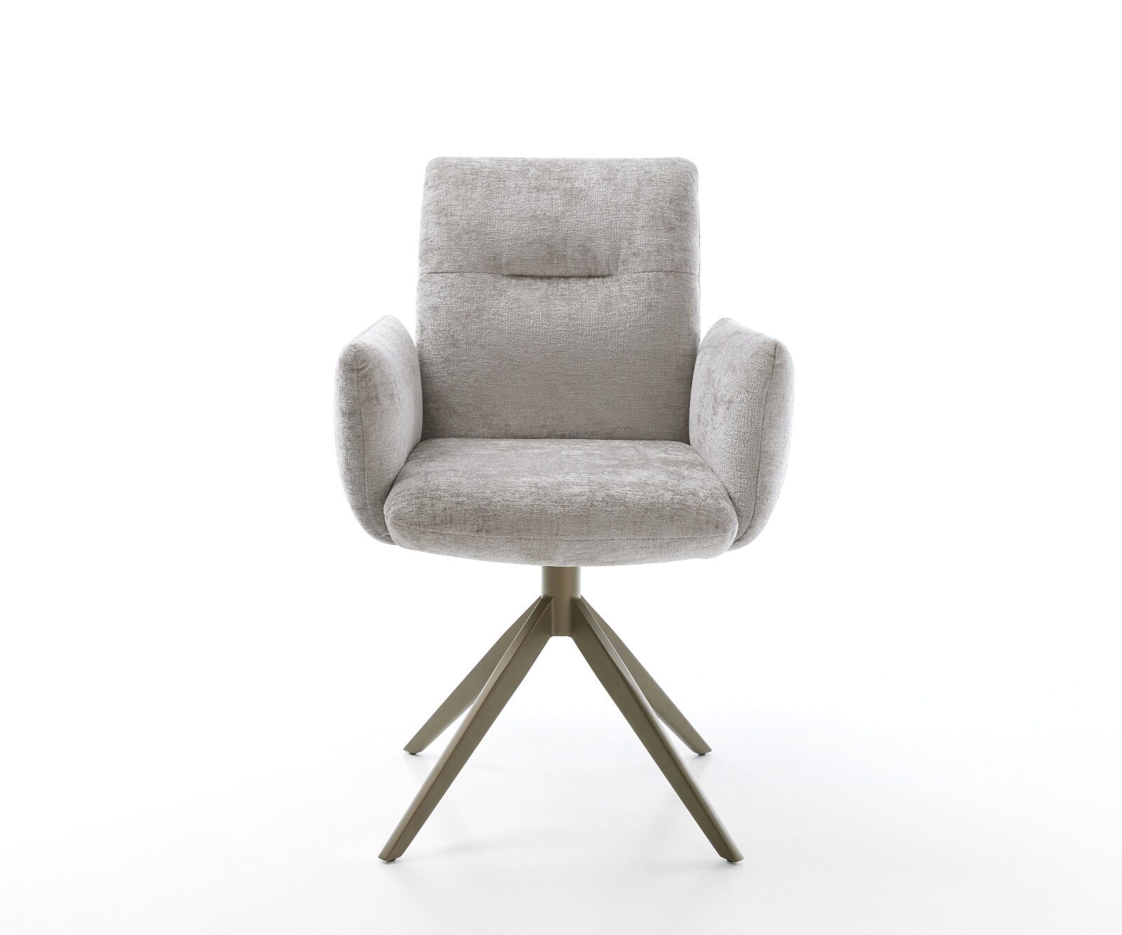 Draaistoel Jova-Flex met armleuning chenille zilver grijs kruisframe breed afwerking met titanium 360° draaibaar rocker-functie pocketveer kern 1