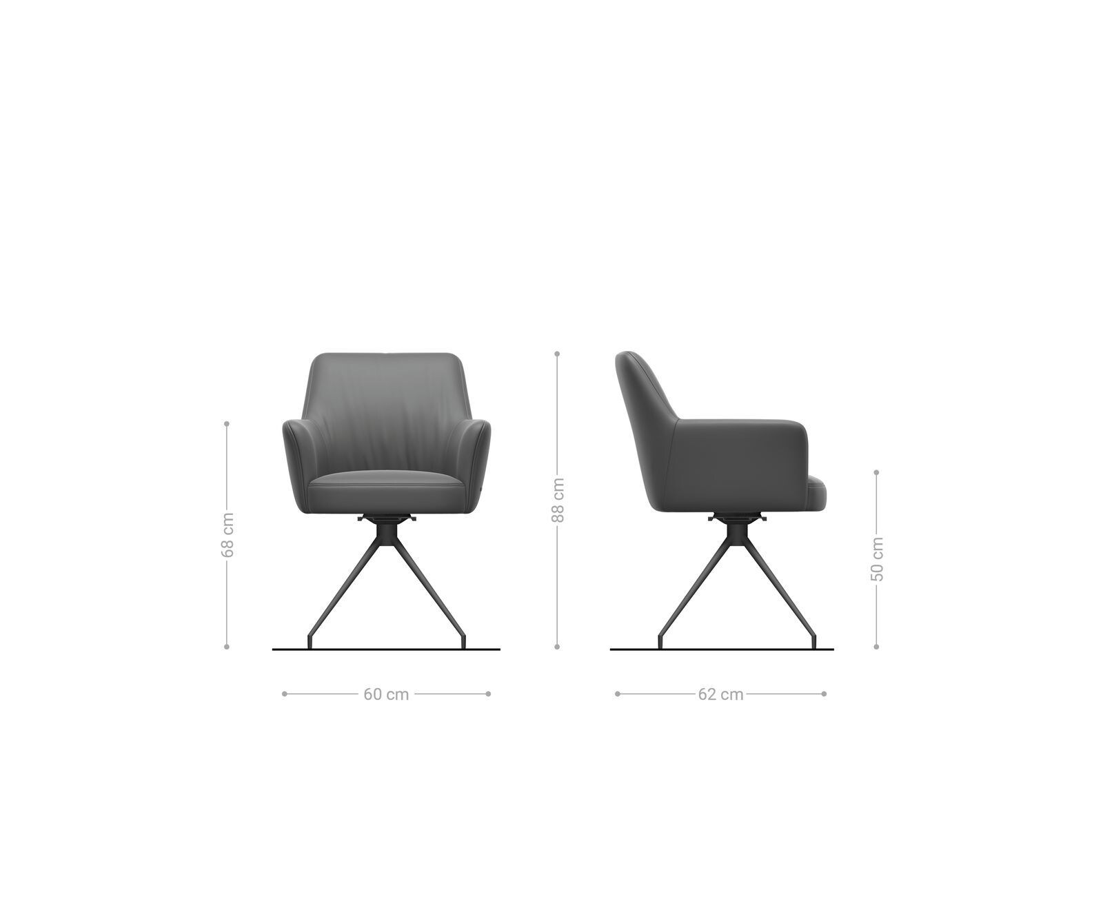 Draaistoel Xana-Flex met armleuning microvelours antraciet vintage kruisframe conisch roestvrij staal 180° draaibaar pocketveer kern 4