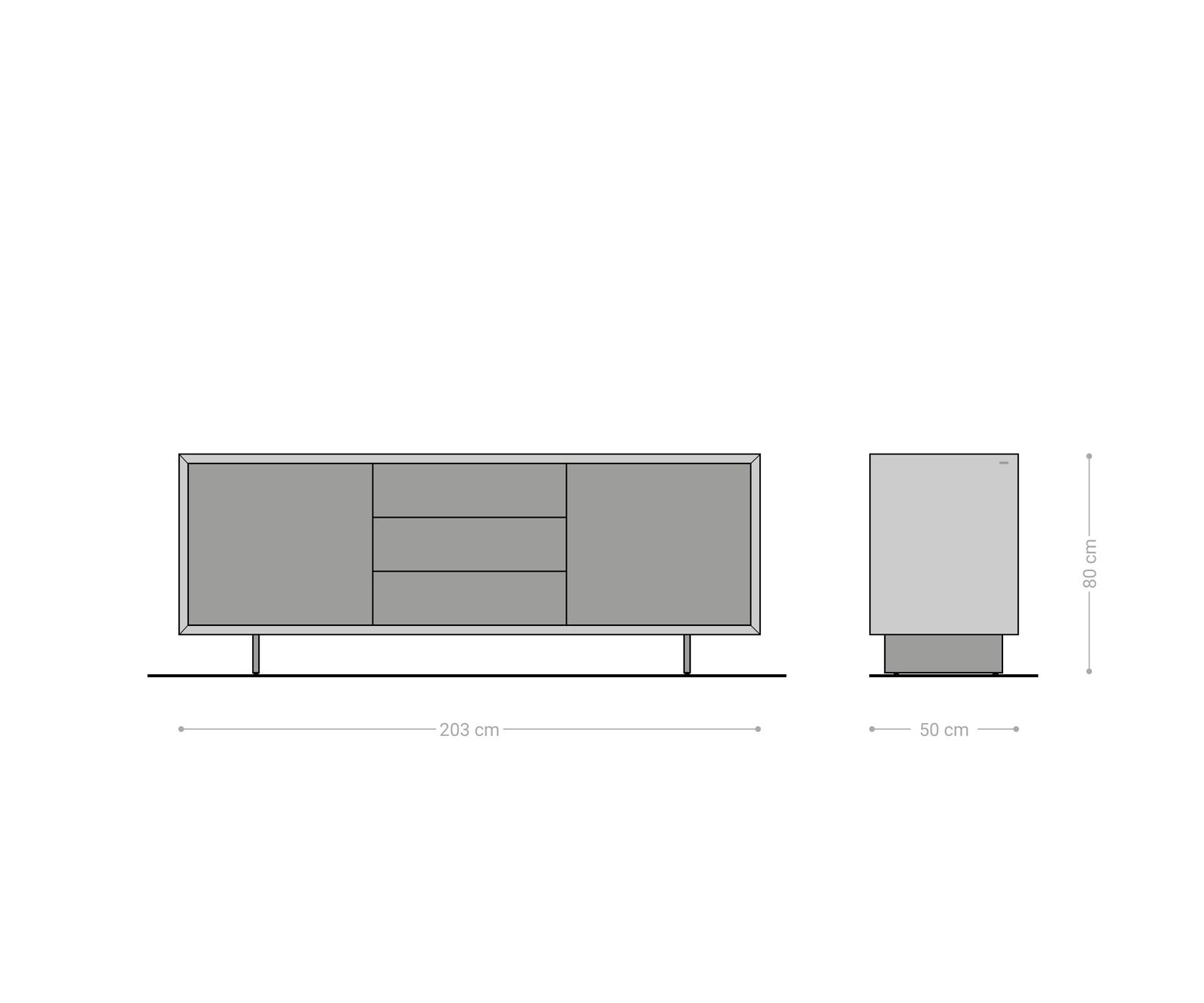 Dressoir Yori metaal goud 200 cm 2 deuren 3 lades zwevend metaal zwart keramiek Laminam®Noir Desir bruin  8