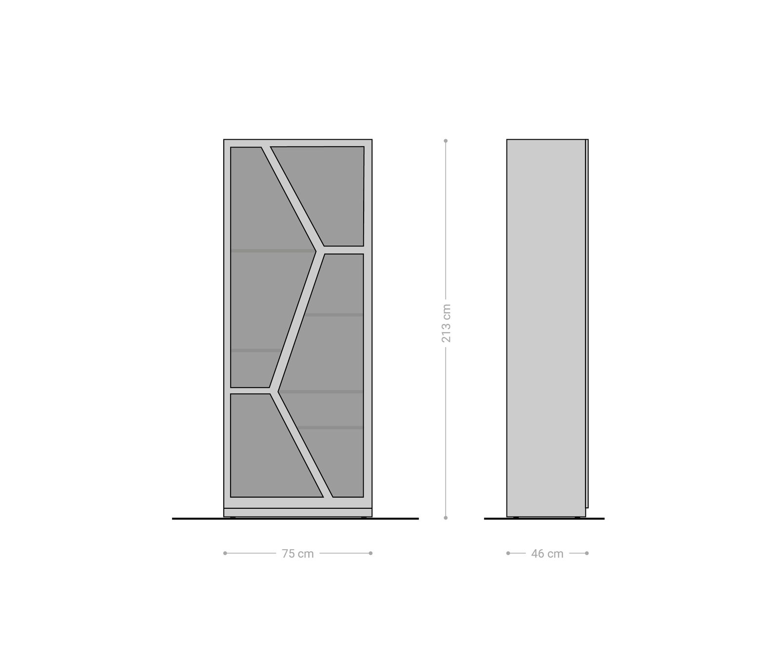Vitrinekast Taza 75x210 cm natuur acacia 4 deuren barkast 9