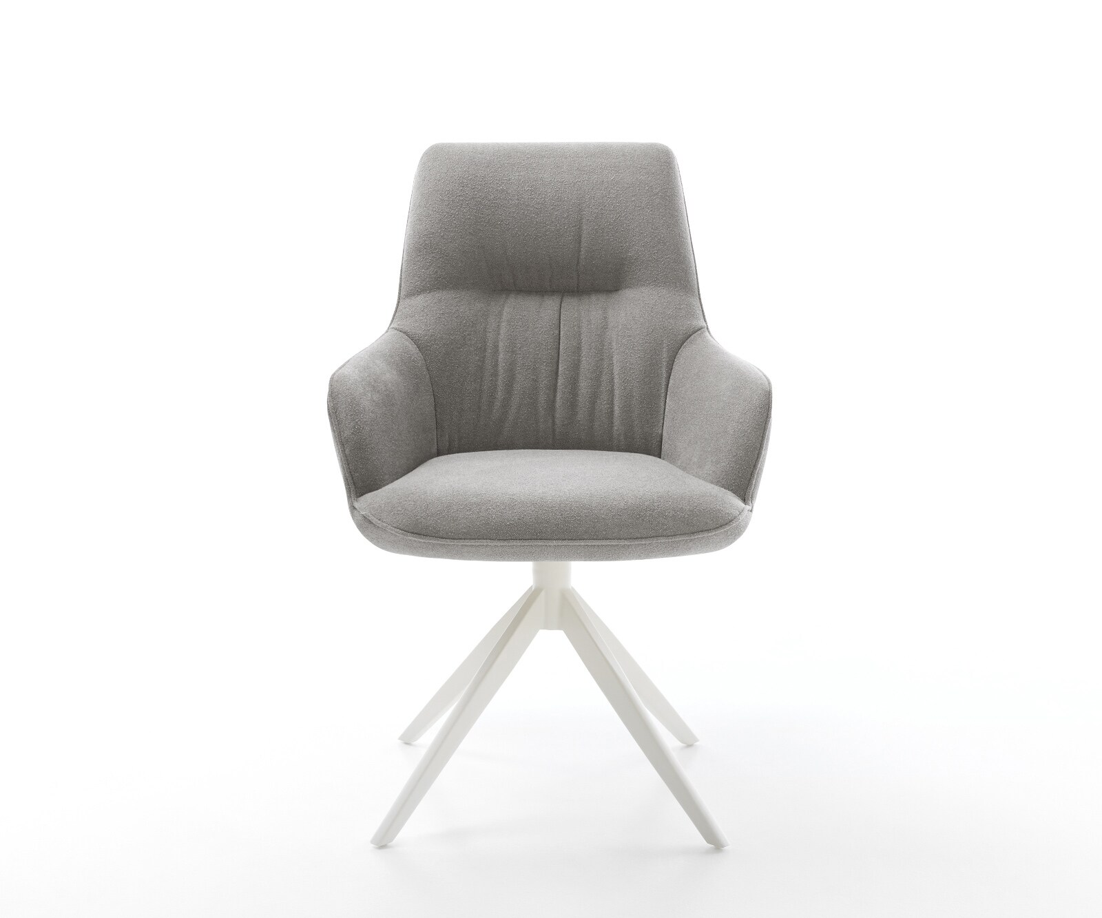 Draaistoel Zelia-Flex met armleuning zachte stof met structuur grijs kruisframe breed wit 360° draaibaar rocker-functie pocketveer kern 1