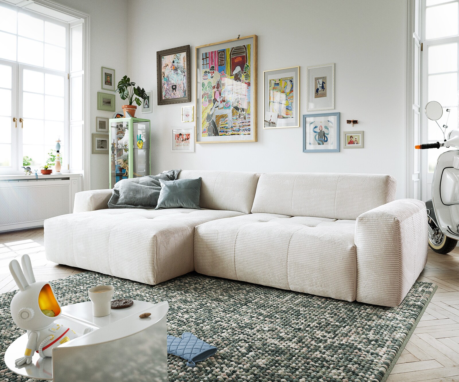 Hoekbank Lazaro 300x160 cm met ottoman en zitdiepteverstelling 1