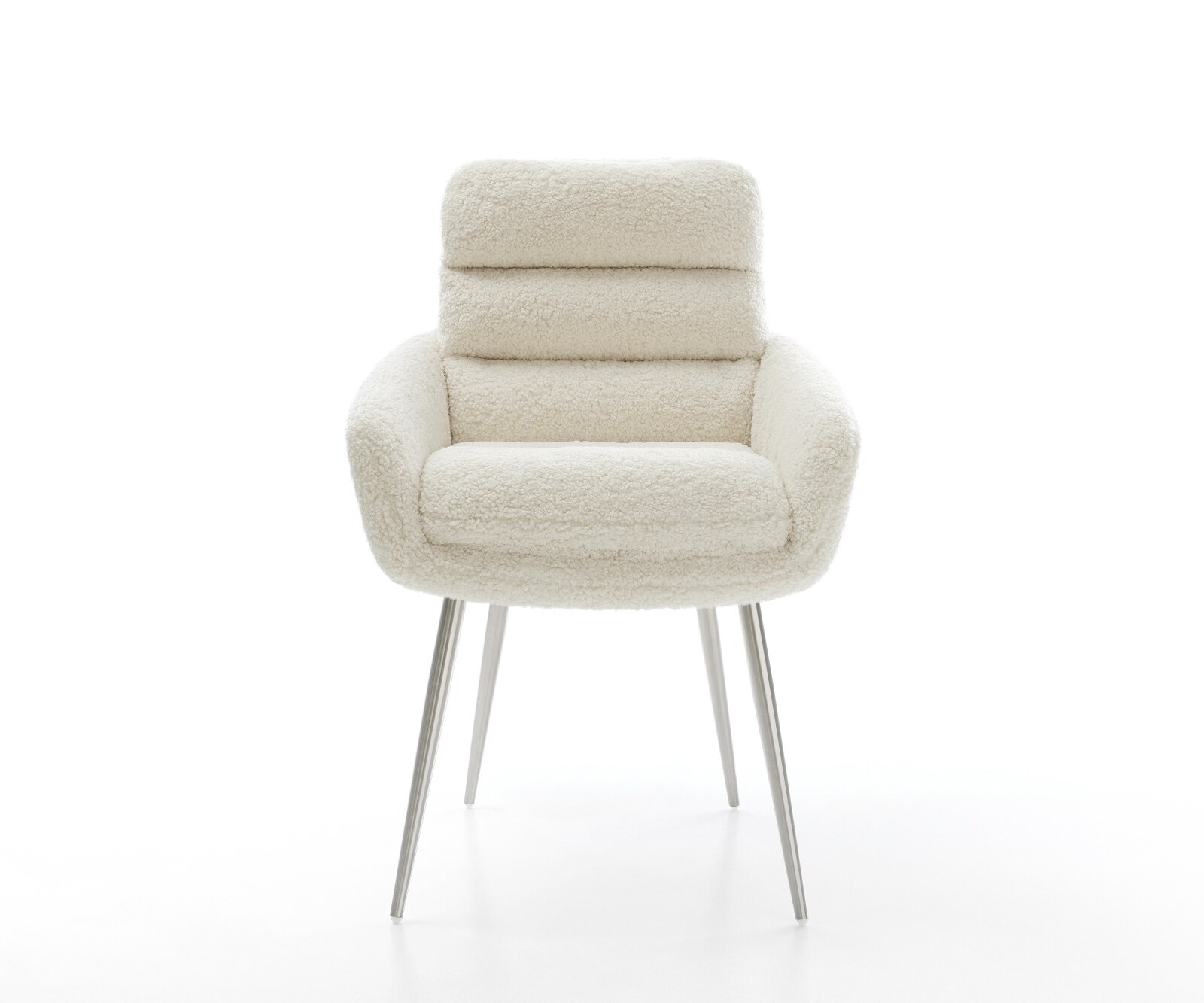 Eetkamerstoel Abelia-Flex met armleuning teddy beige 4-poot conisch roestvrij staal 2