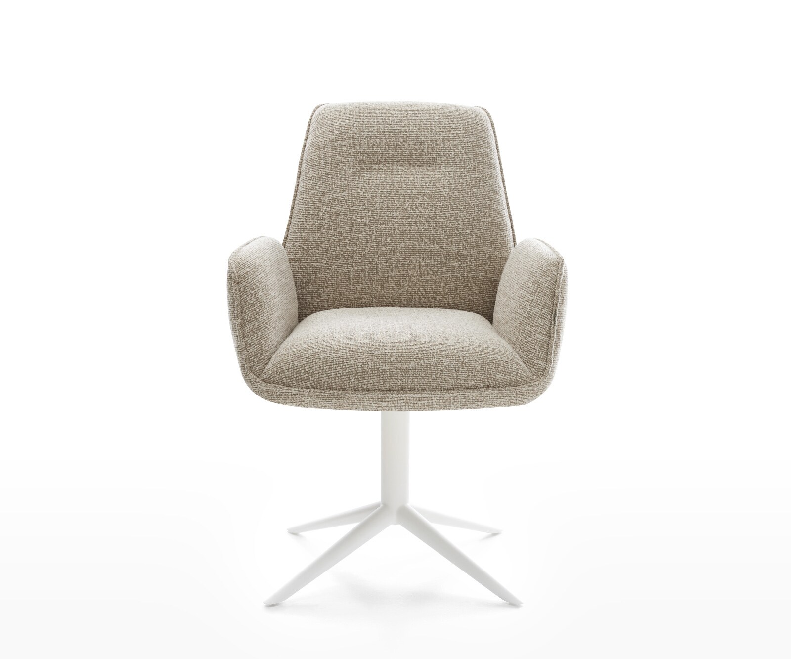 Draaistoel Zoa-Flex geweven stof beige kruispoot wit 360° draaibaar rocker-functie pocketveer kern 1