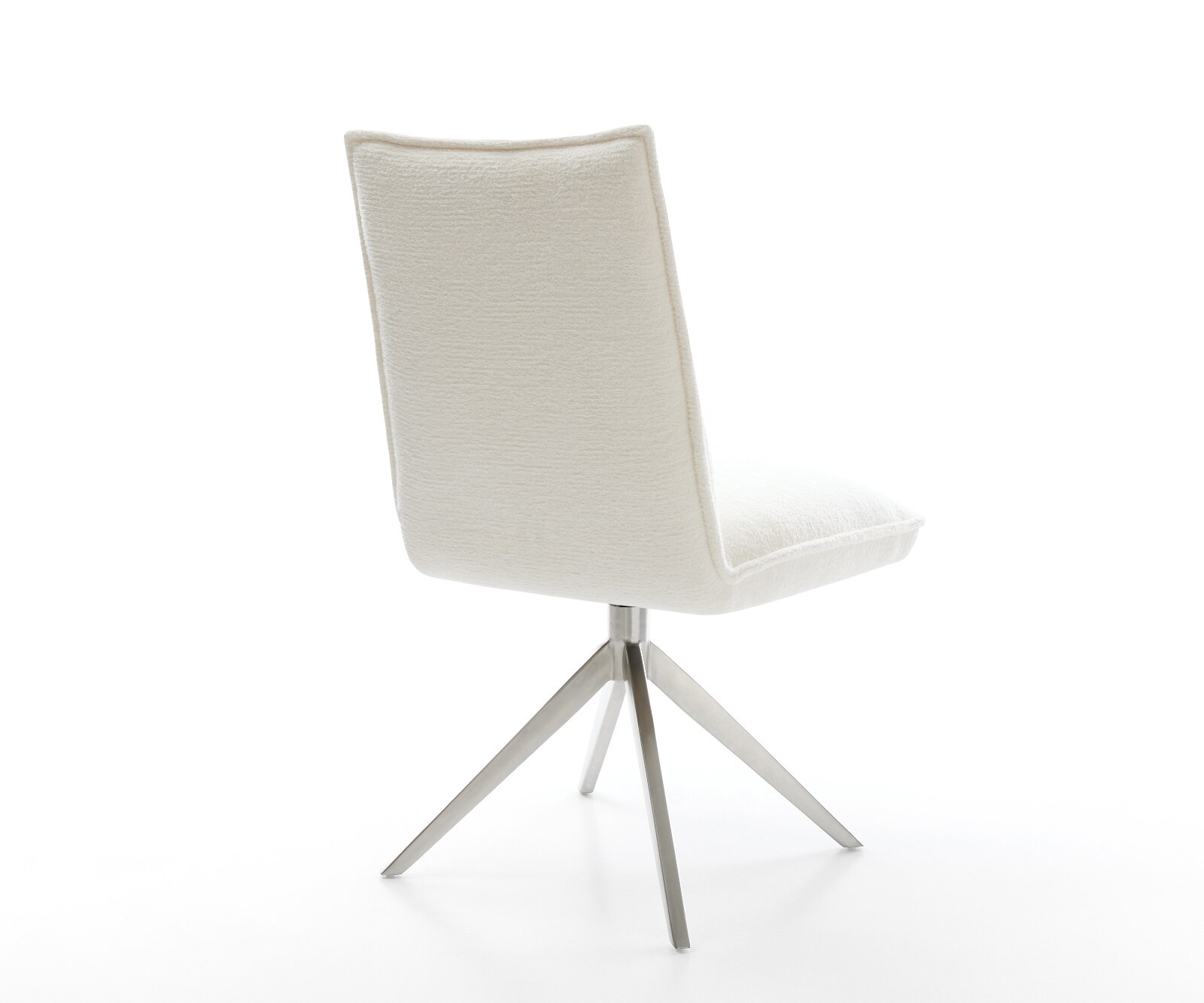Draaistoel Lelio-Flex bouclé zacht beige kruisframe breed roestvrij staal 360° draaibaar rocker-functie pocketveer kern 5