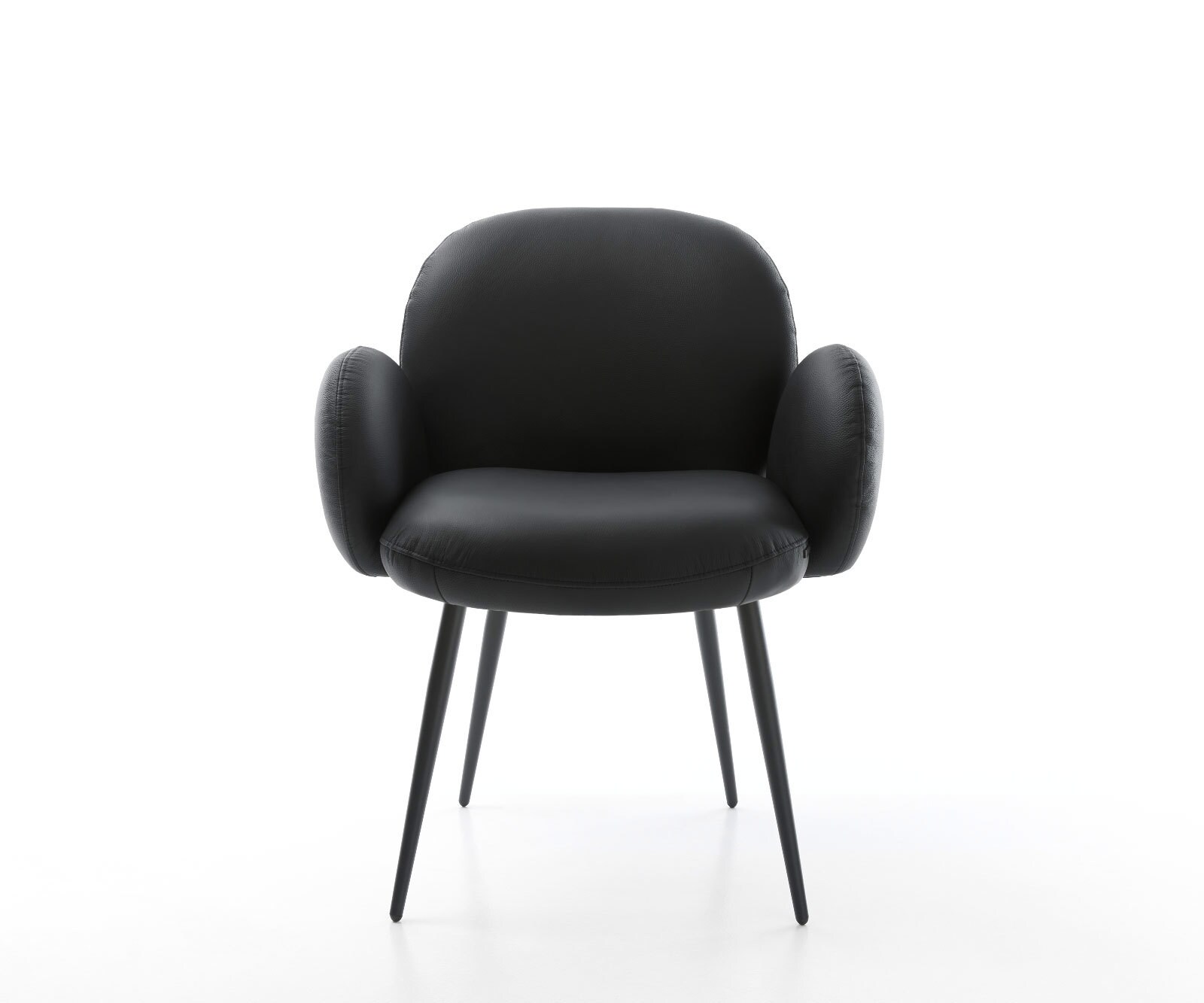 Eetkamerstoel Nube-Flex met armleuning echt leer zwart 4-poot conisch zwart pocketveer kern 1 Eetkamerstoel Nube-Flex met armleuning echt leer zwart 4-poot conisch zwart pocketveer kern 1