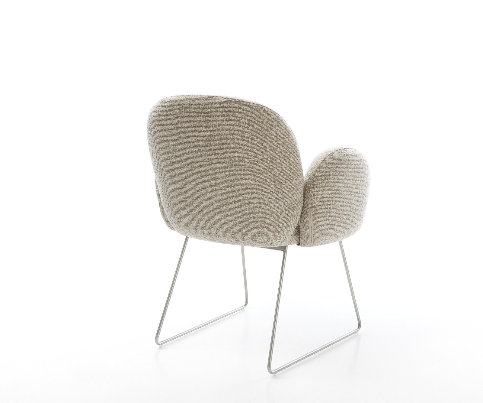 Eetkamerstoel Nube-Flex met armleuning geweven stof beige slipframe roestvrij staal pocketveer kern 5