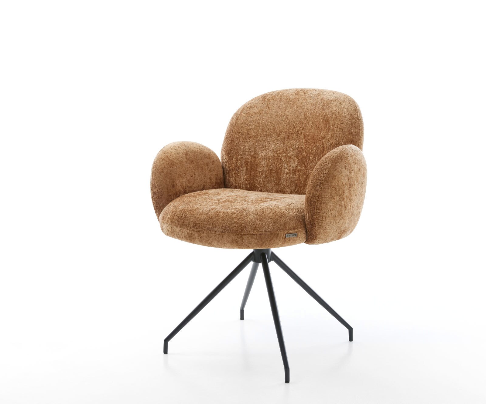 Draaistoel Nube-Flex met armleuning chenille Roest kruisframe conisch zwart 180° draaibaar pocketveer kern