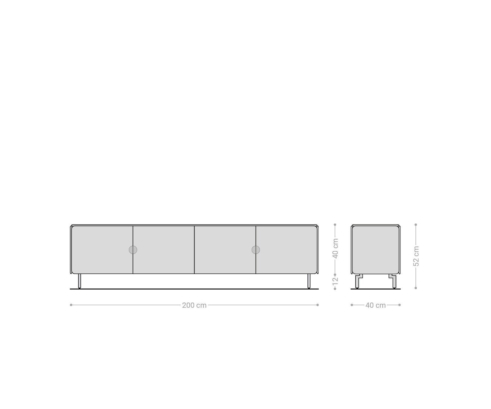 TV-meubel Shavani 200 cm acacia natuur 4 deuren poot ovaal RVS 8