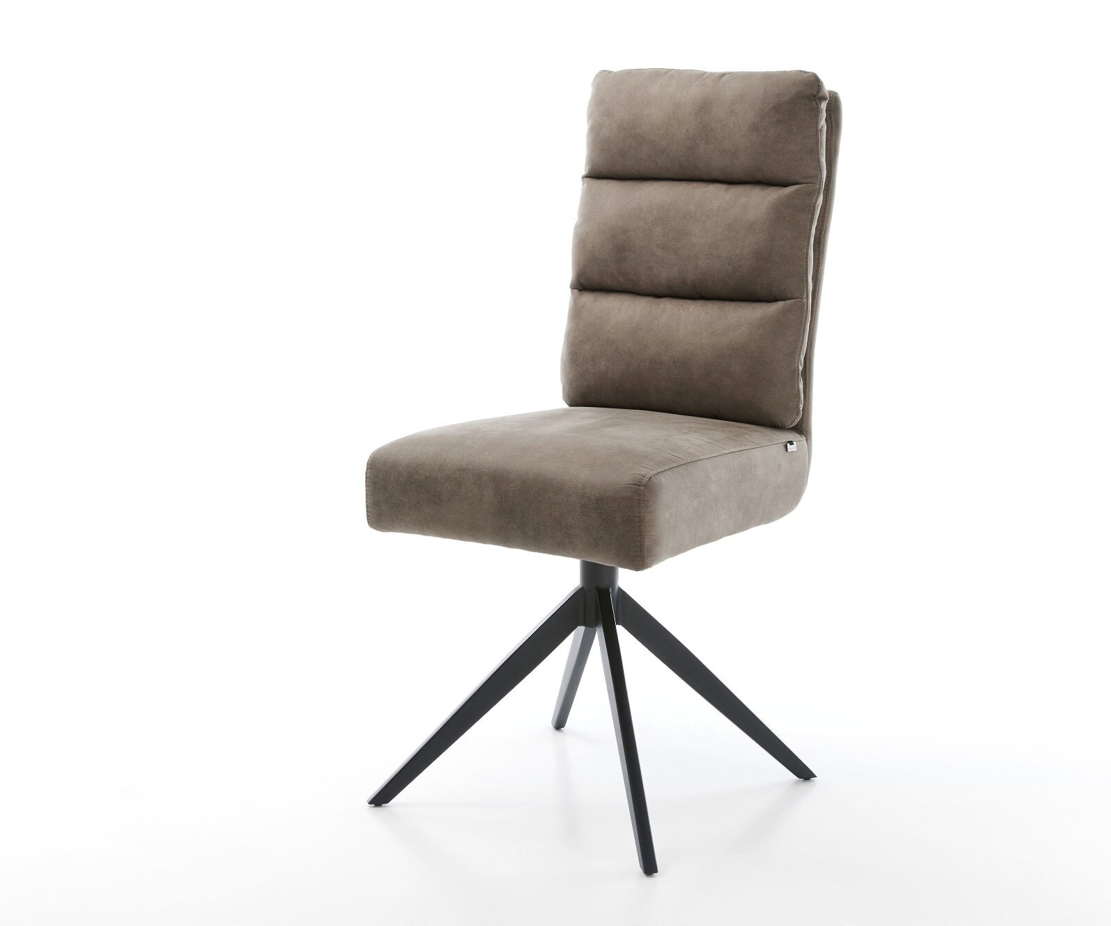 Draaistoel Pela-Flex microvelours taupe vintage kruisframe breed zwart 360° draaibaar rocker-functie pocketveer kern