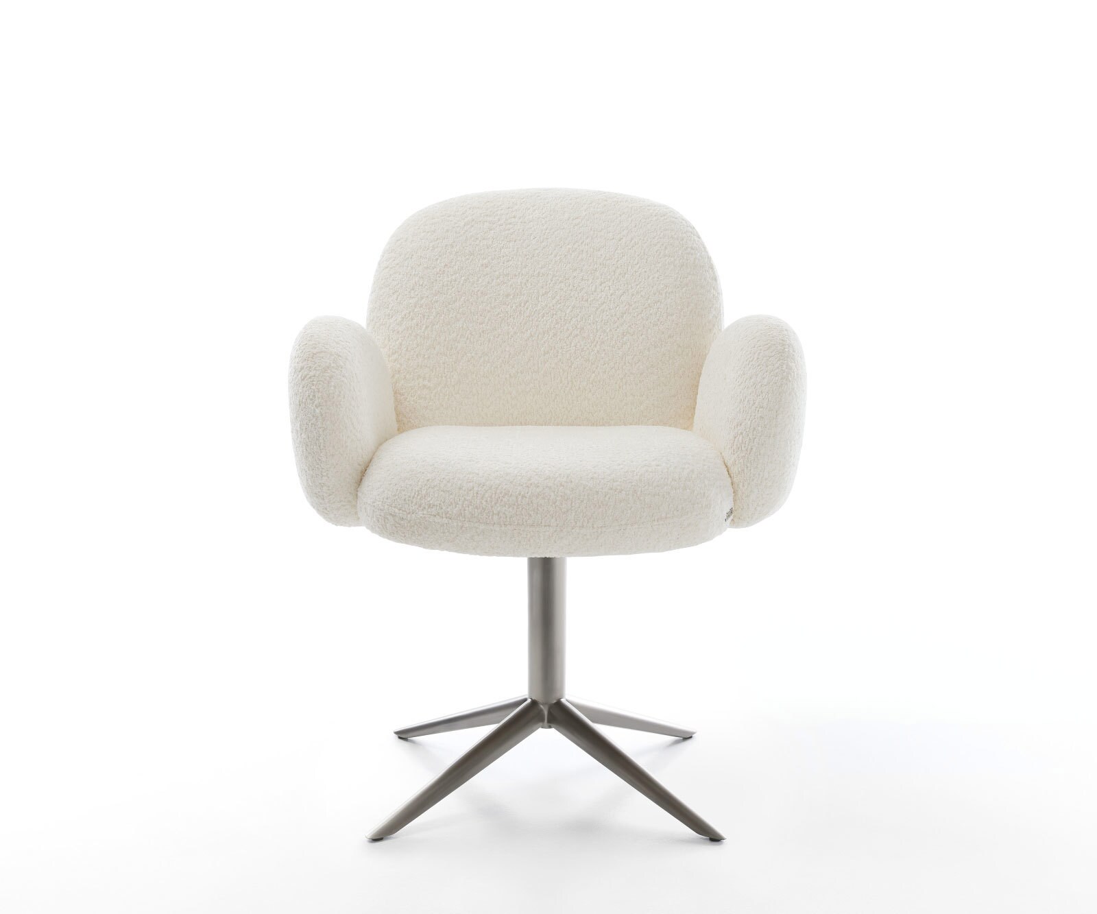 Draaistoel Nube-Flex met armleuning bouclé wit kruispoot grafiet 360° draaibaar rocker-functie pocketveer kern 1