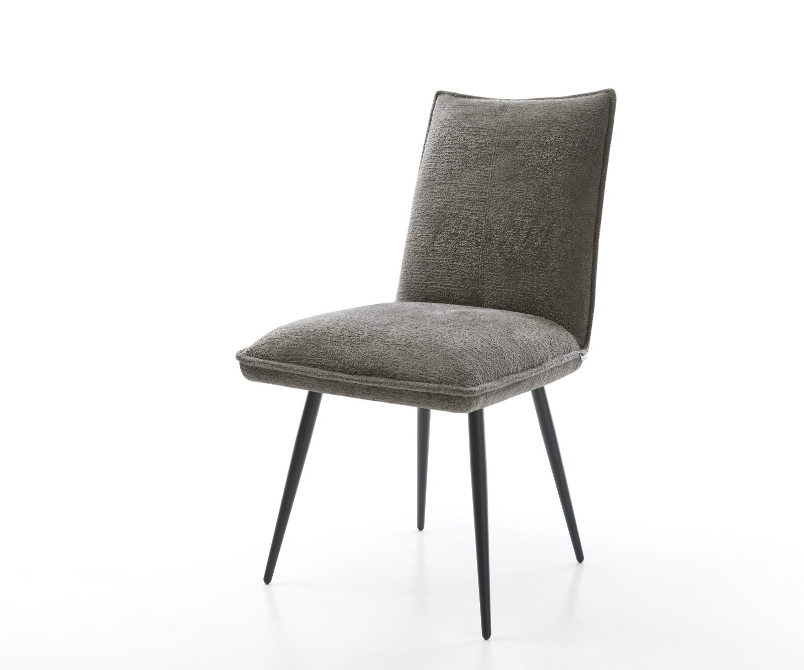 Eetkamerstoel Lelio-Flex bouclé zacht mud 4-poot conisch zwart pocketveer kern