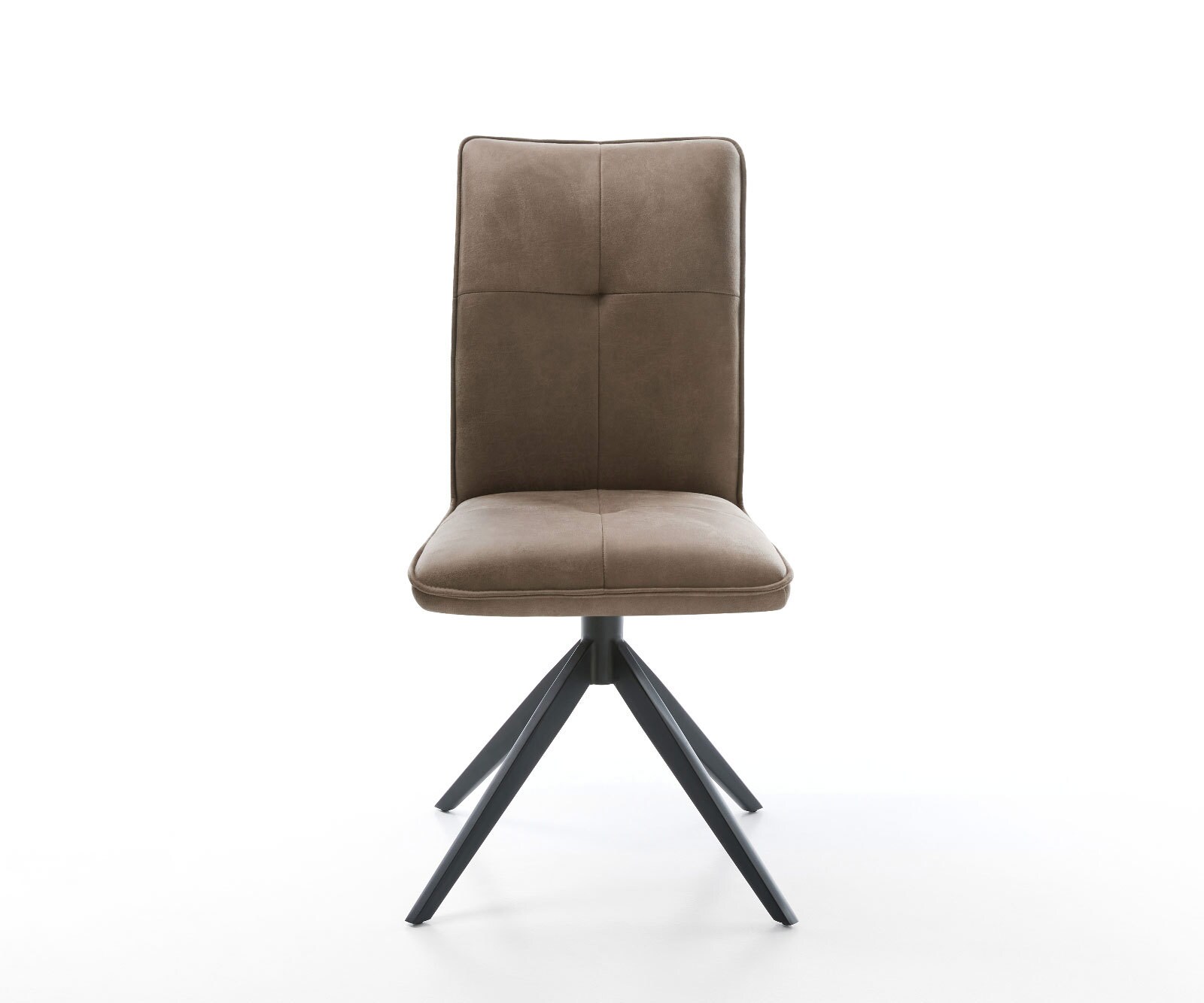 Draaistoel Maddy-Flex microvelours taupe vintage kruisframe breed zwart 360° draaibaar rocker-functie 1