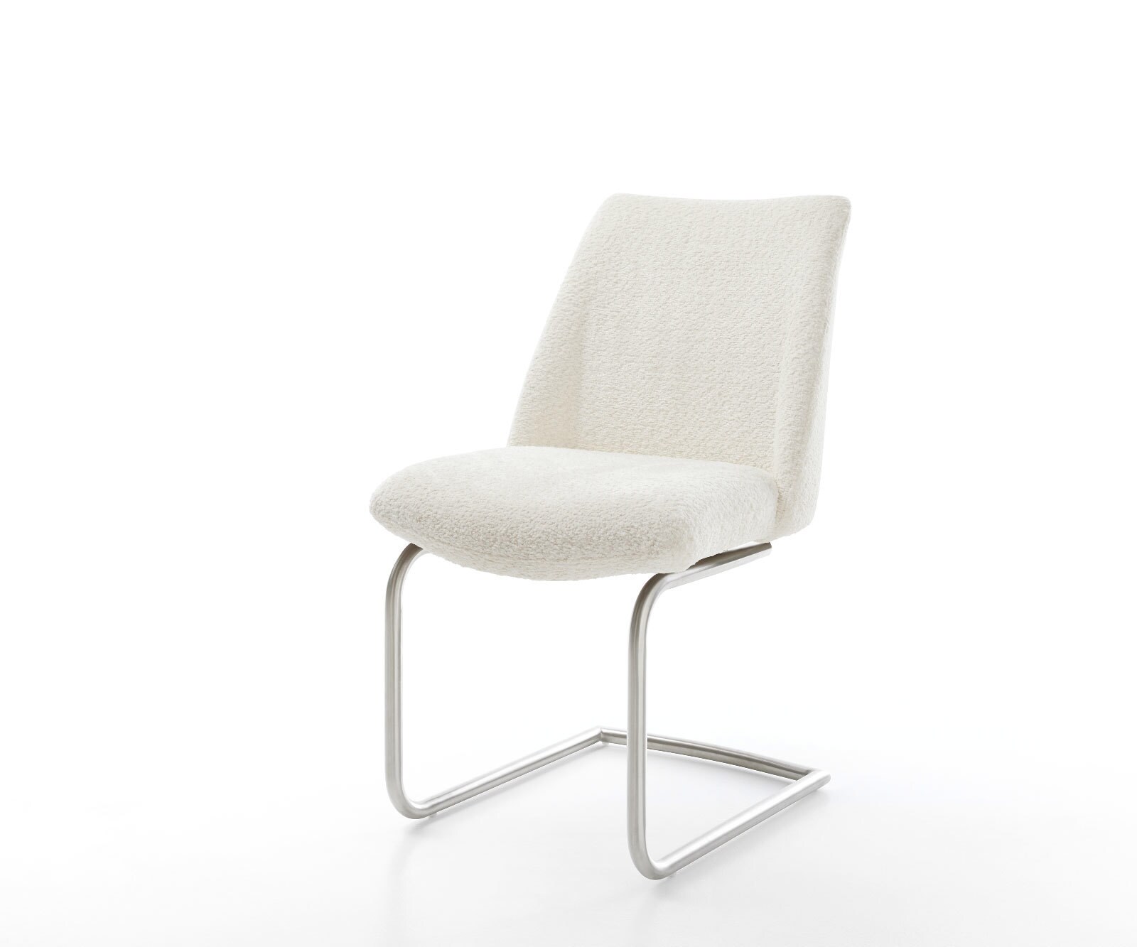 Sledemodel Elso-Flex bouclé wit sledemodel rond roestvrij staal pocketveer kern