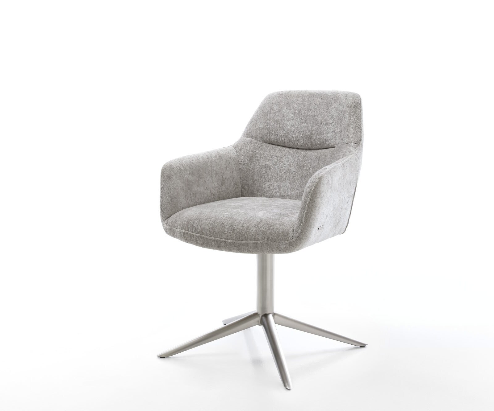 Draaistoel Pejo-Flex chenille zilver grijs kruispoot roestvrij staal 360° draaibaar rocker-functie pocketveer kern 1