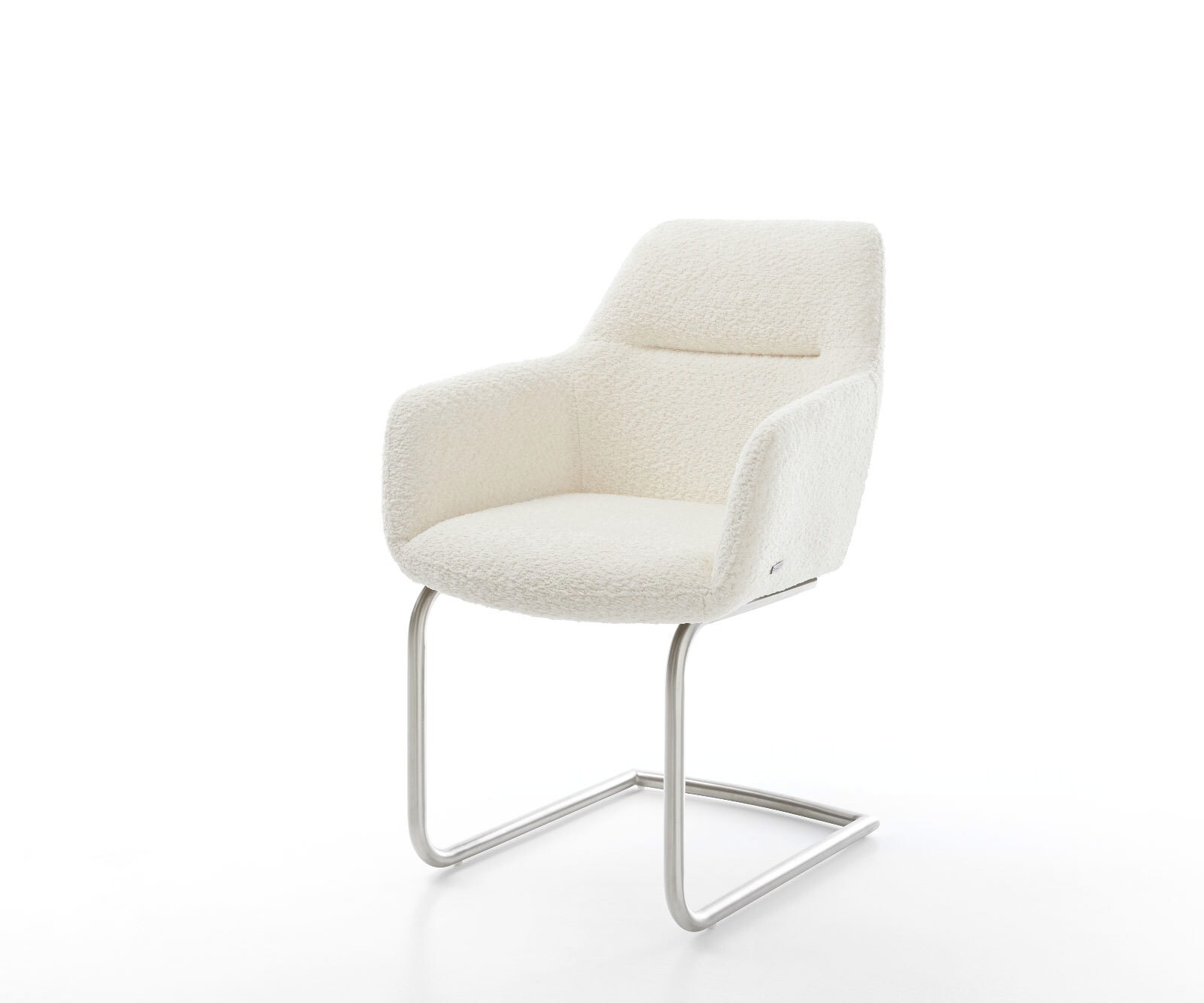 Sledemodel Pejo-Flex bouclé wit sledemodel rond roestvrij staal pocketveer kern