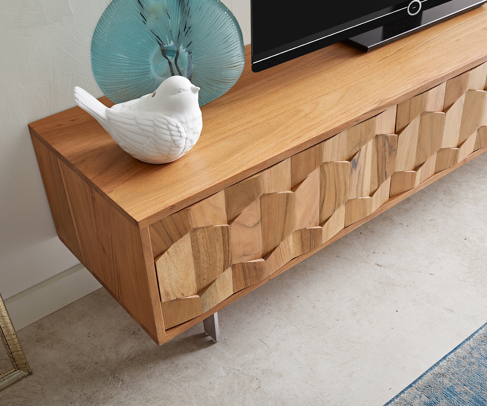 Tv-meubel Fevo 160 cm acacia natuur 2 deuren L-poot 4 Tv-meubel Fevo 160 cm acacia natuur 2 deuren L-poot 4