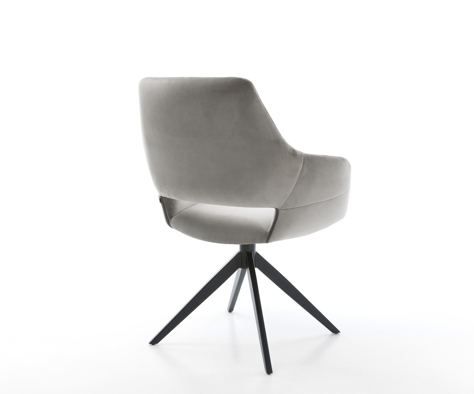 Draaistoel Yago-Flex met armleuning fluweel grijs kruisframe breed zwart 360° draaibaar rocker-functie pocketveer kern 4