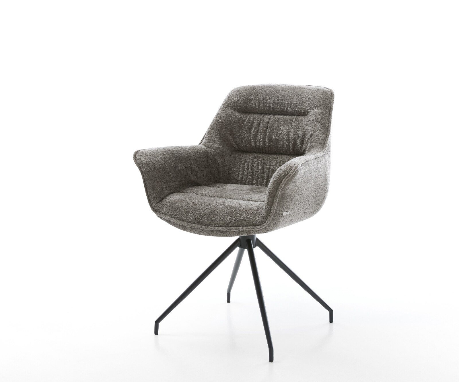 Eetkamerstoel Kaira-Flex bouclé zacht mud kruisframe conisch zwart 1