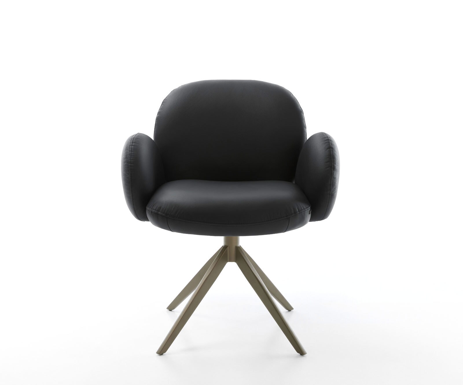 Draaistoel Nube-Flex met armleuning echt leer zwart kruisframe breed afwerking met titanium 360° draaibaar rocker-functie pocketveer kern 1