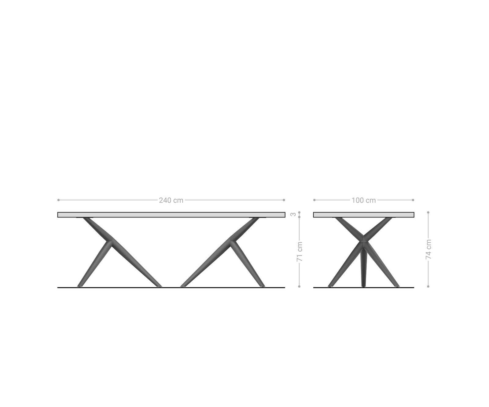 Eettafel Edge 240x100 acacia natuur Estelar rond RVS Live-Edge 5
